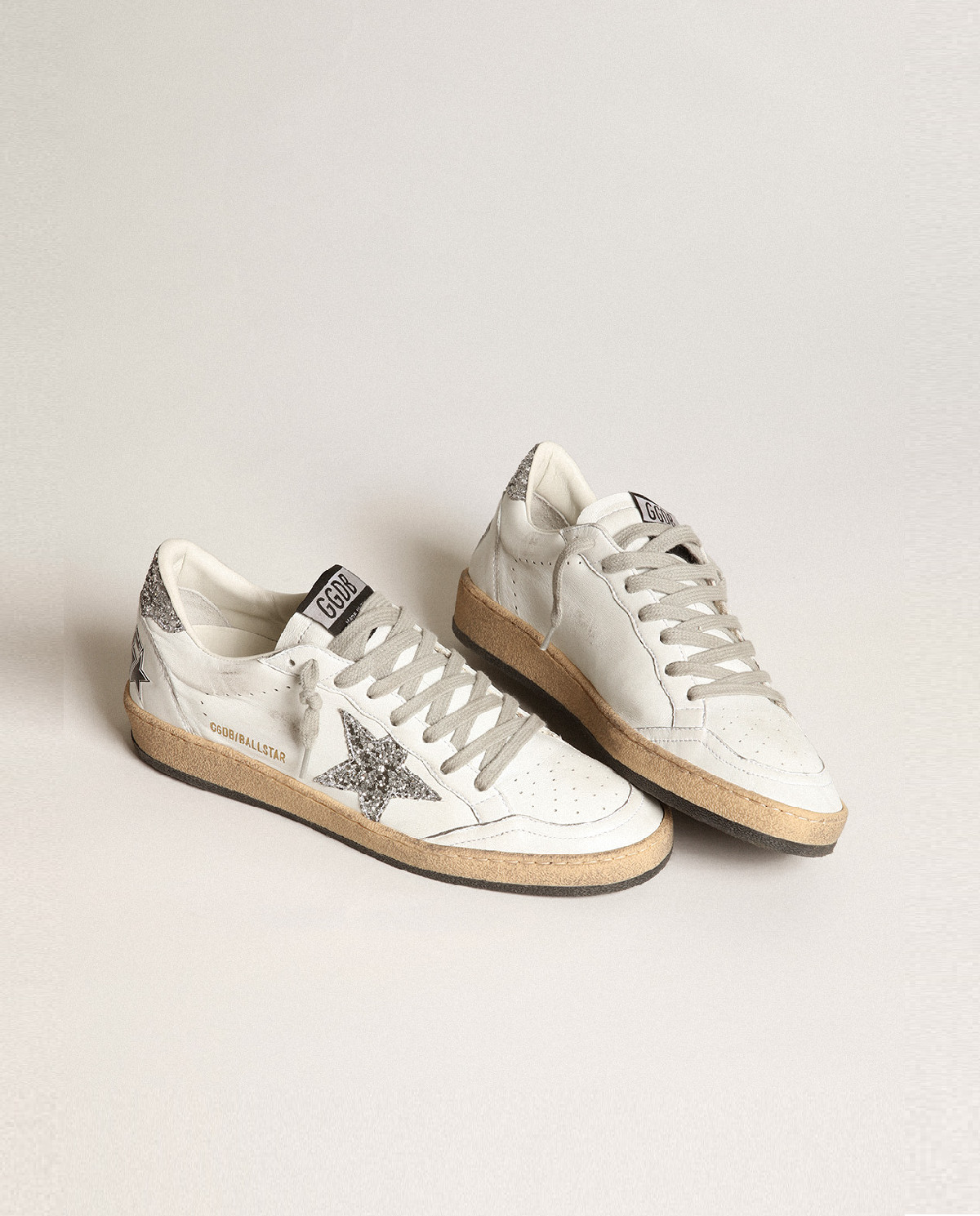 GOLDEN GOOSE Белые кроссовки Bal Star с логотипом из глиттера