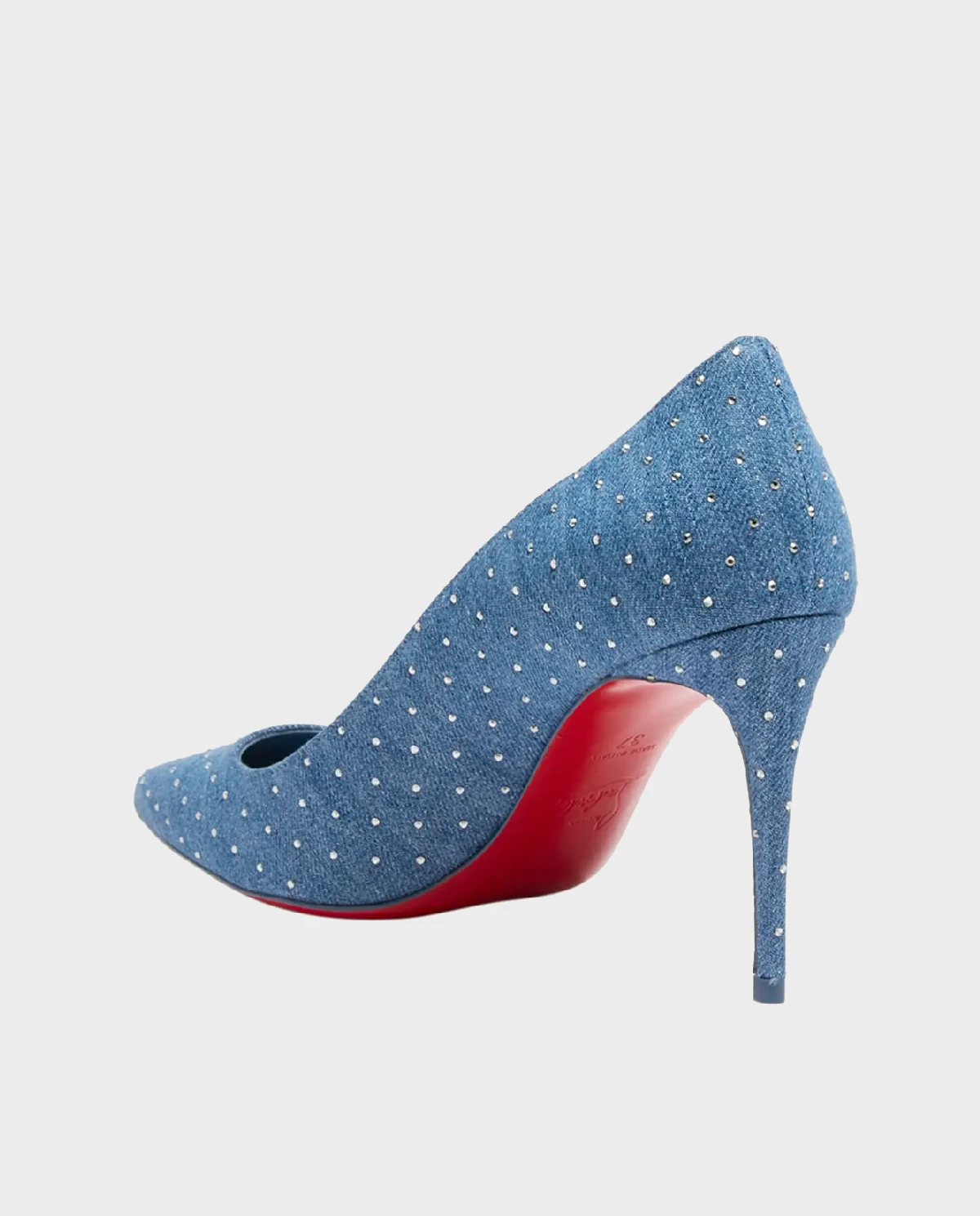 CHRISTIAN LOUBOUTIN Синие шпильки с кристаллами Kate 85