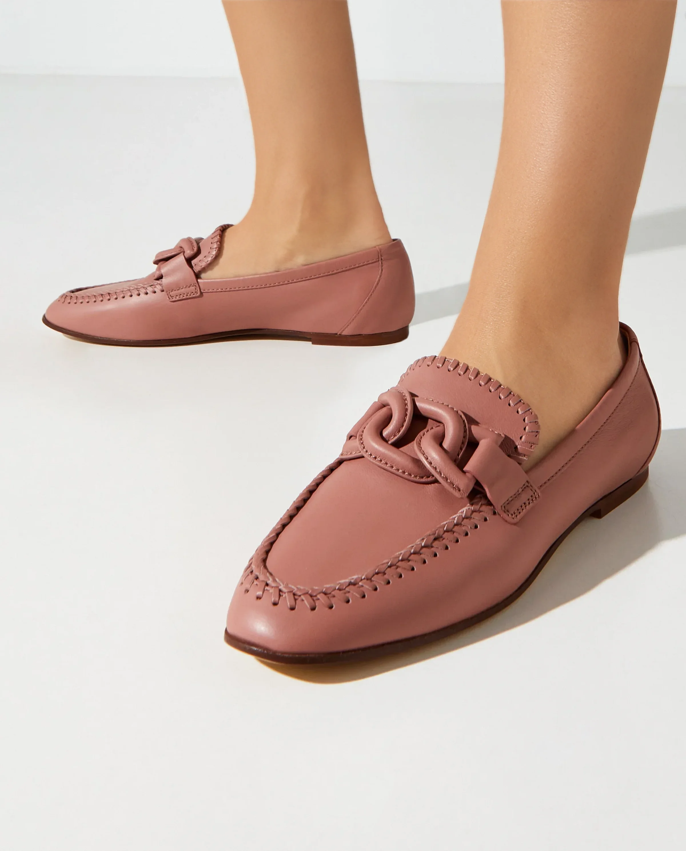 Рожеві шкіряні мокасини TOD'S