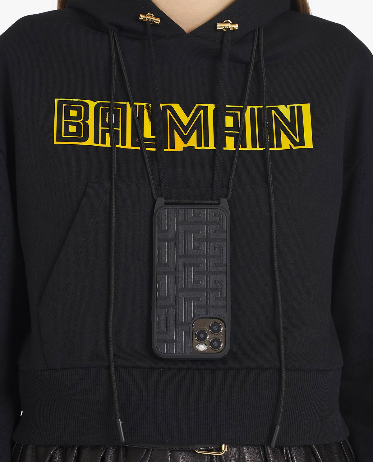 Шкіряний чохол BALMAIN з тисненою монограмою для iPhone 12 Pro