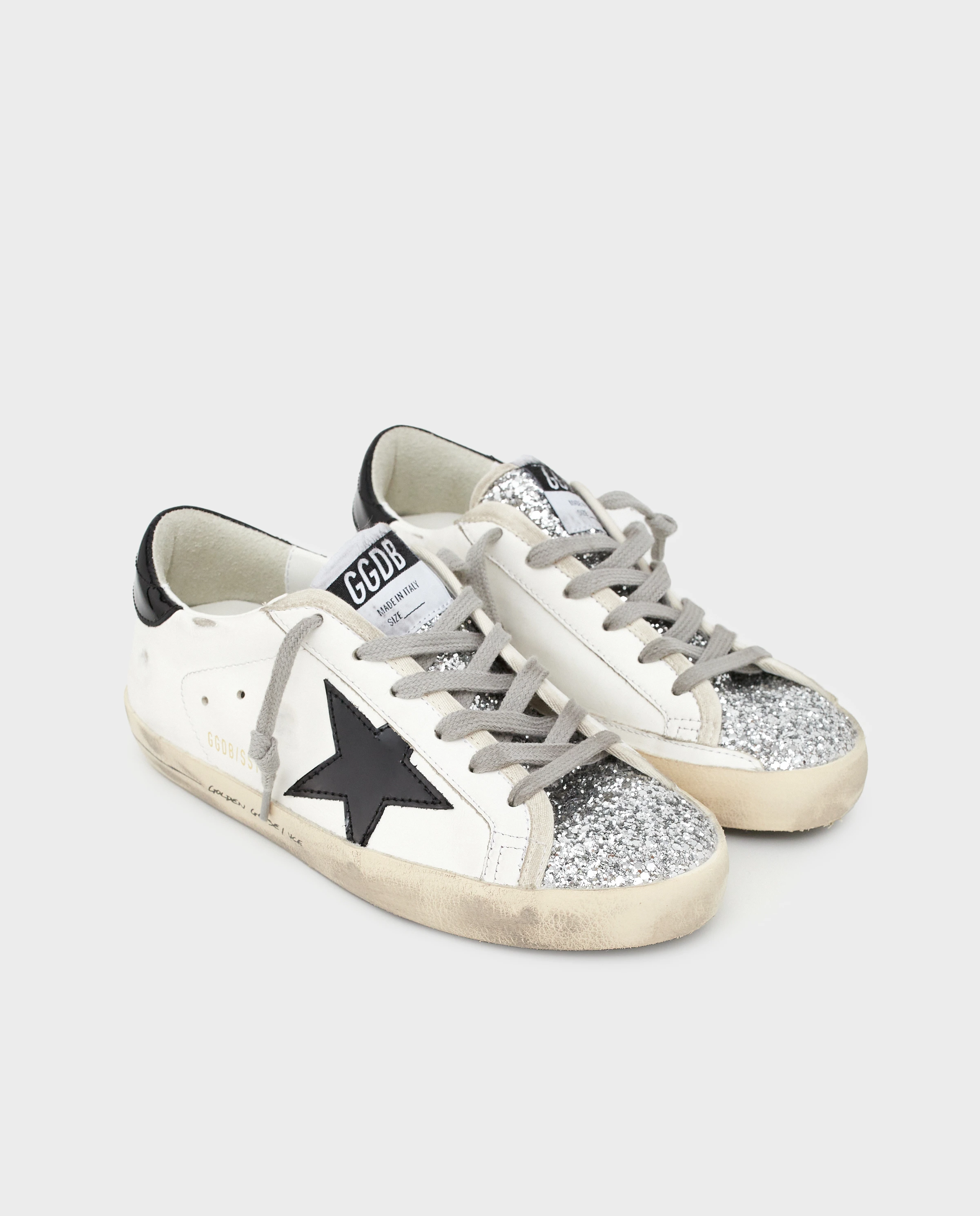 GOLDEN GOOSE Шкіряні кросівки Super-Star з глітером