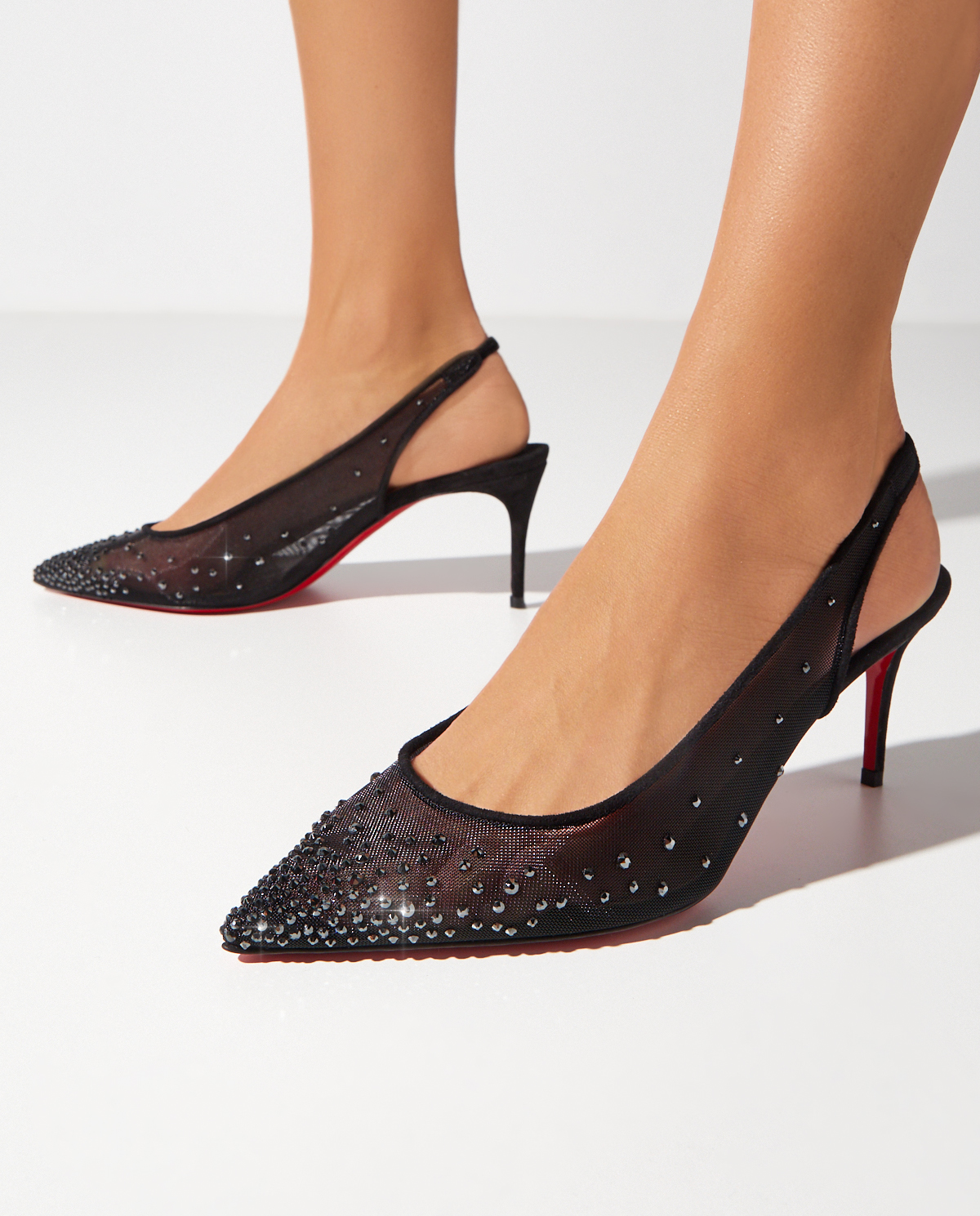 Шпильки з відкритим каблуком CHRISTIAN LOUBOUTIN Follies Strass