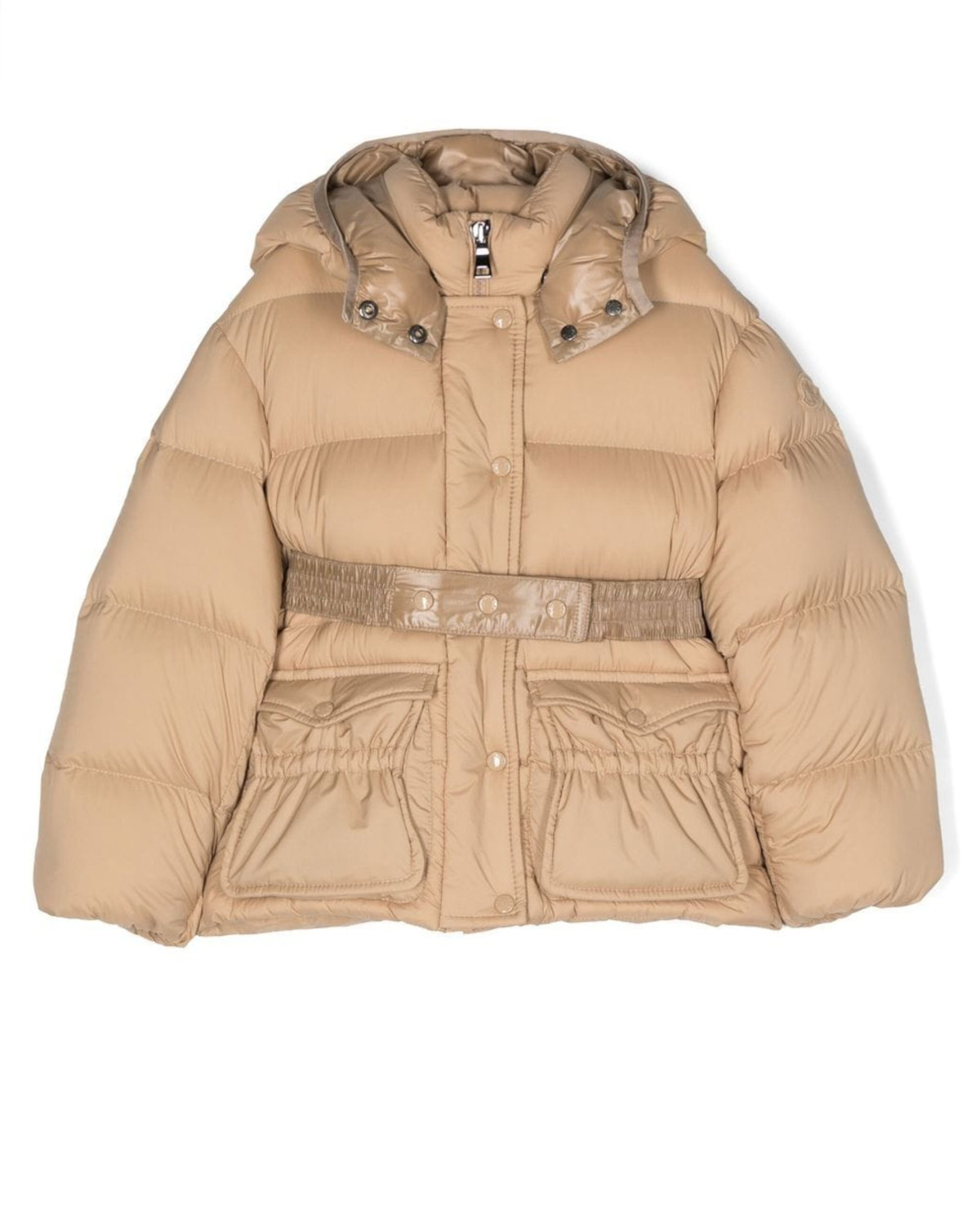 MONCLER KIDS Бежева стьобана куртка з поясом 6-14 років