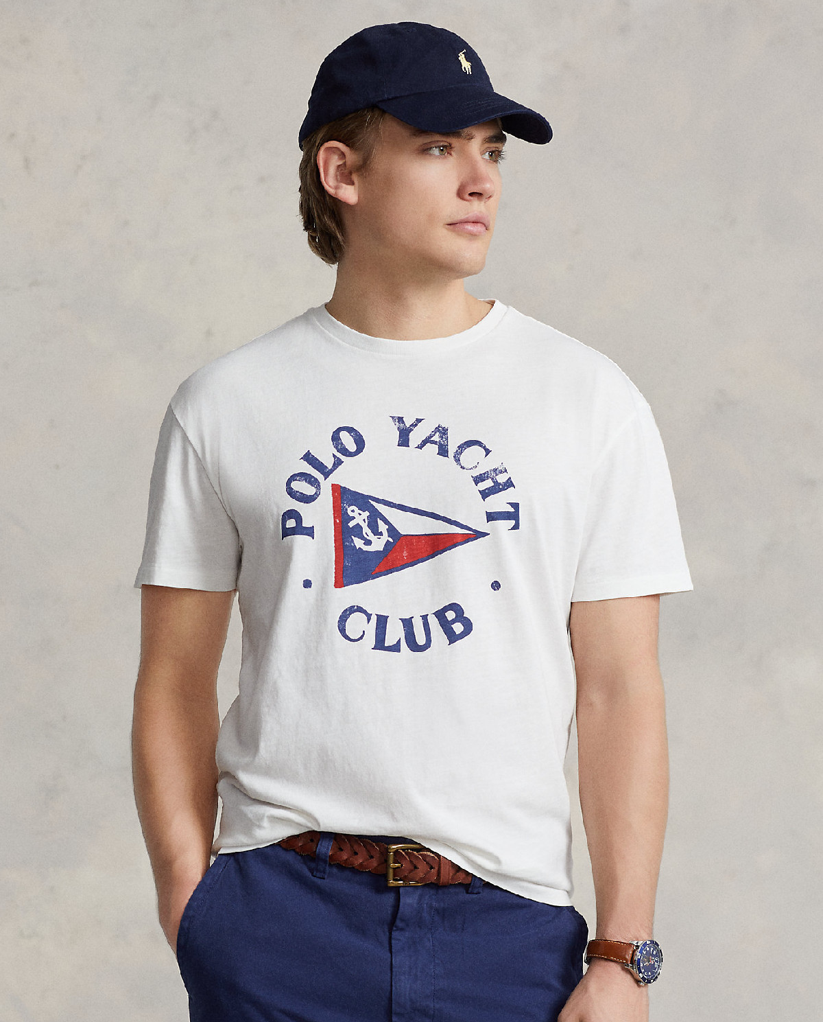 Классическая белая мужская футболка Polo Ralph Lauren с круглым вырезом