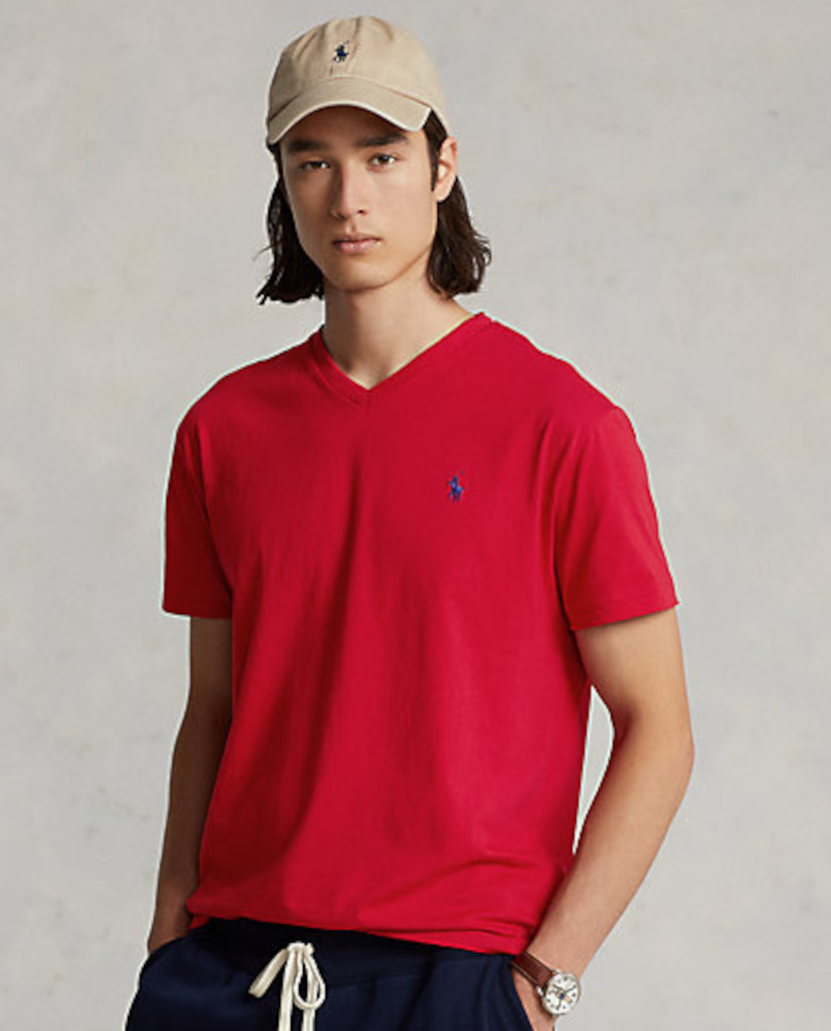 RALPH LAUREN Красная футболка с вышитым логотипом Classic Fit