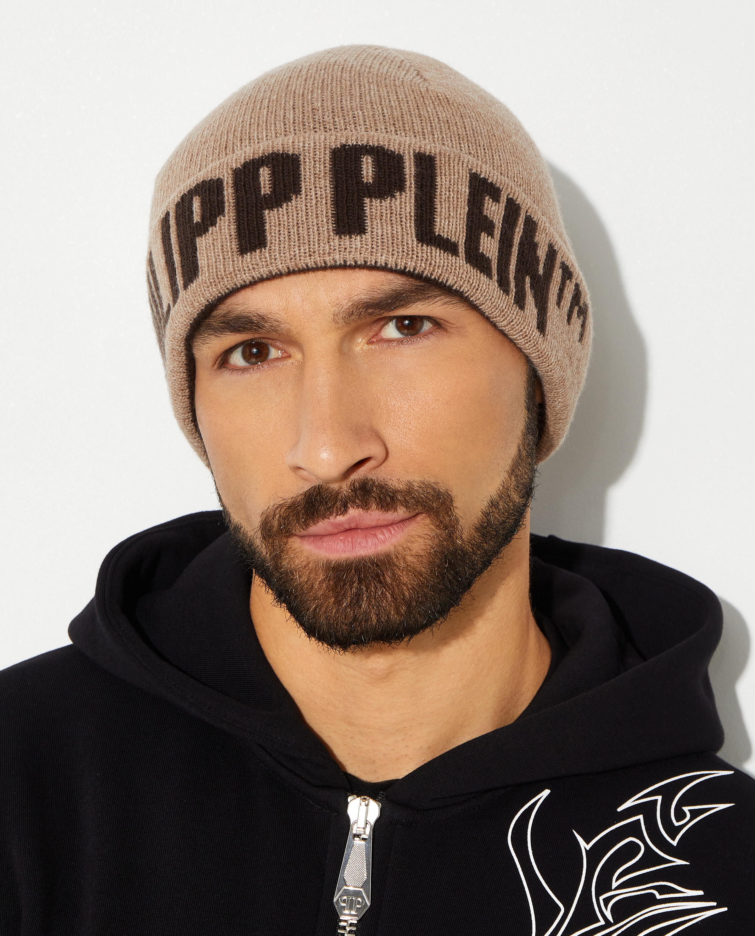 PHILIPP PLEIN Жакардова кепка бежевого кольору з логотипом розмір ONE SIZE