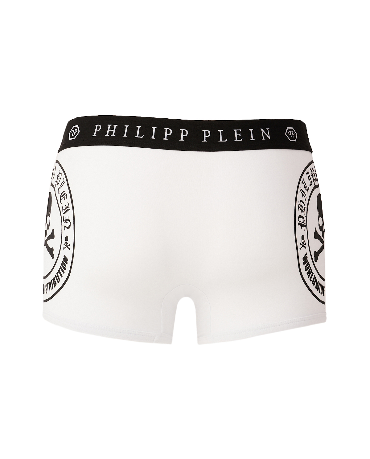 PHILIPP PLEIN Білі шорти-боксери з чорною графікою