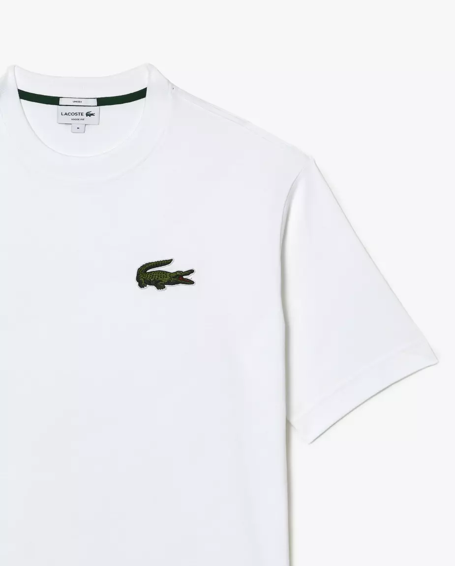 LACOSTE Білий крокодил Футболка унісекс з облягаючим кроєм