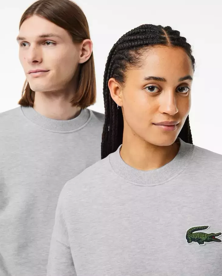 LACOSTE Сіра толстовка унісекс вільного крою унісекс