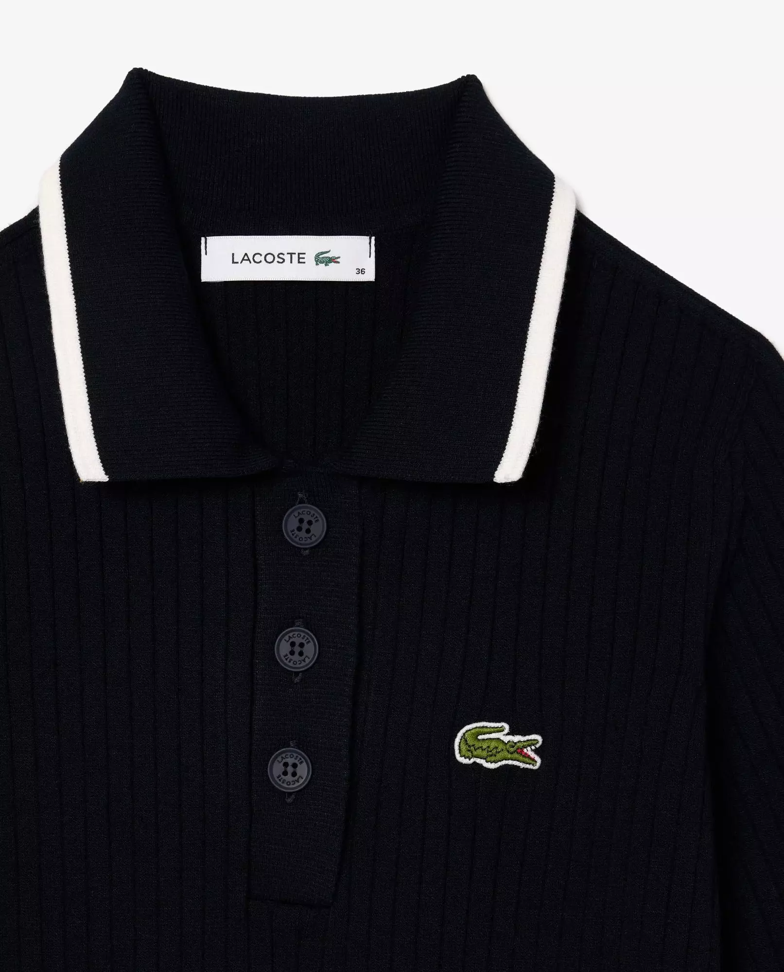 LACOSTE Темно-синя ребриста сукня-поло