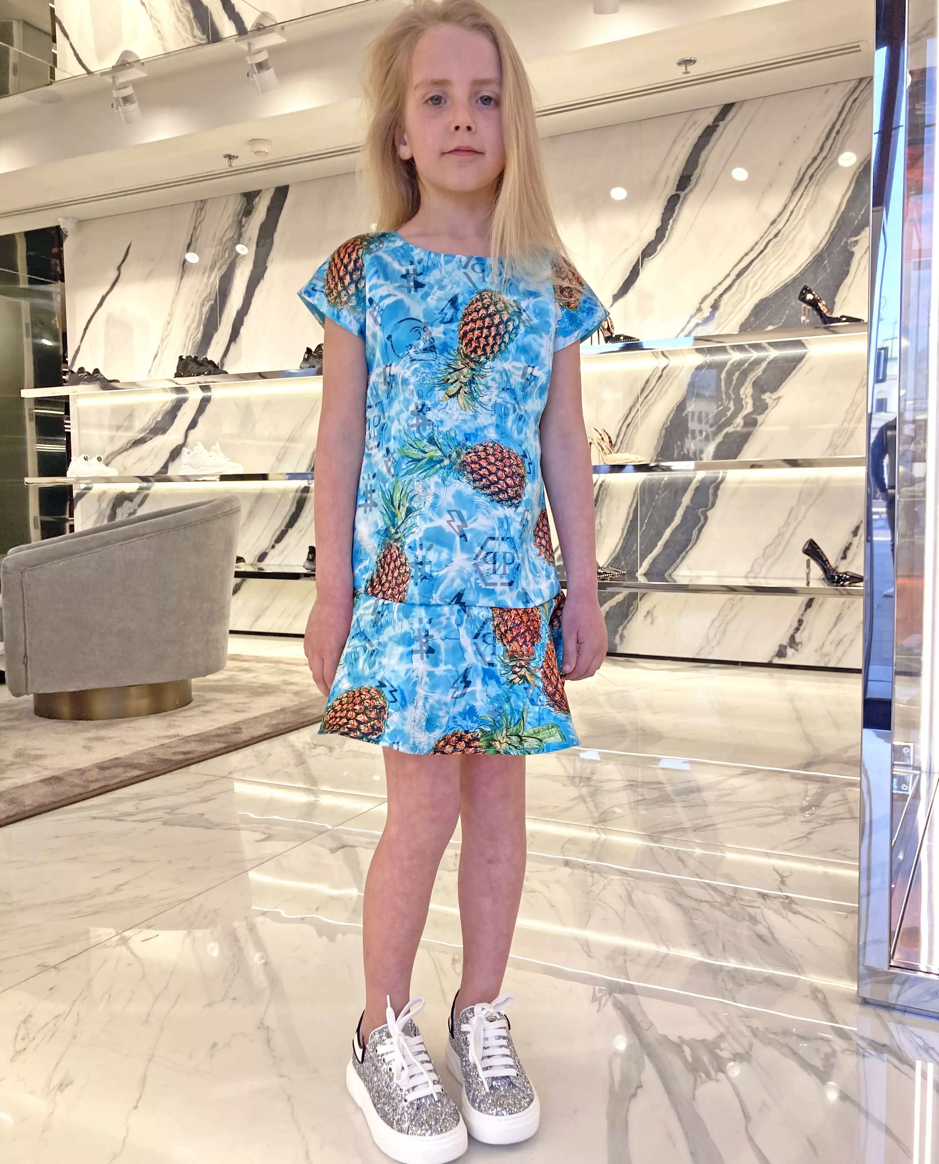 PHILIPP PLEIN KIDS Візерункова сукня з воланом