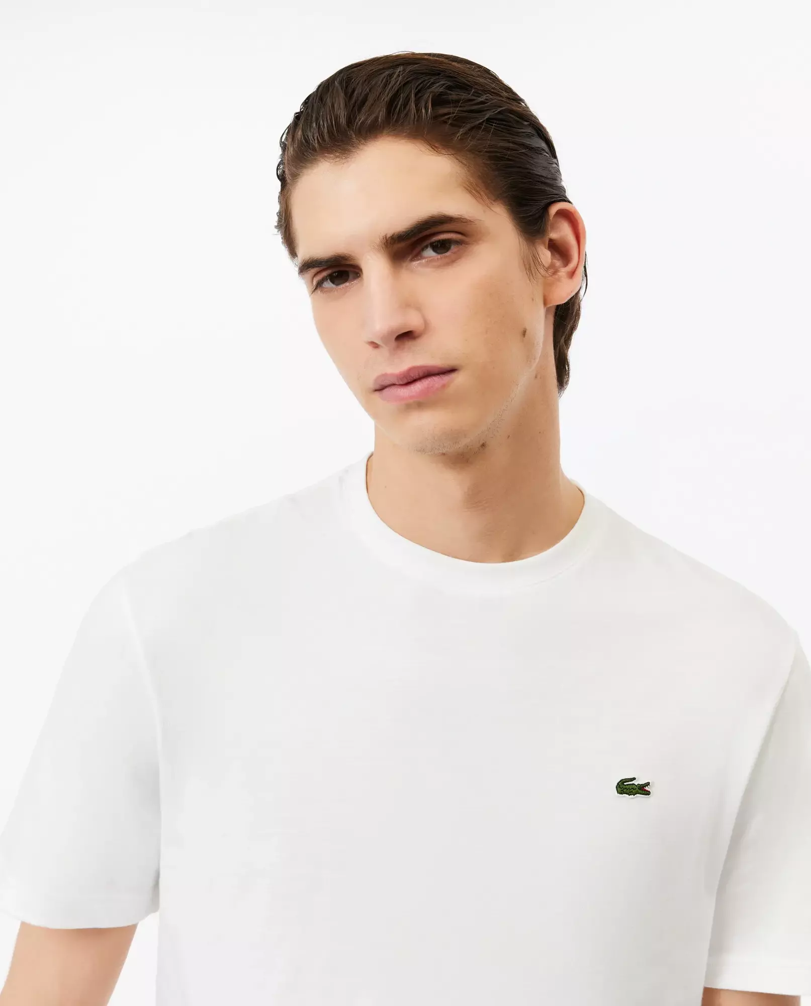 Біла бавовняна футболка LACOSTE Regular Fit