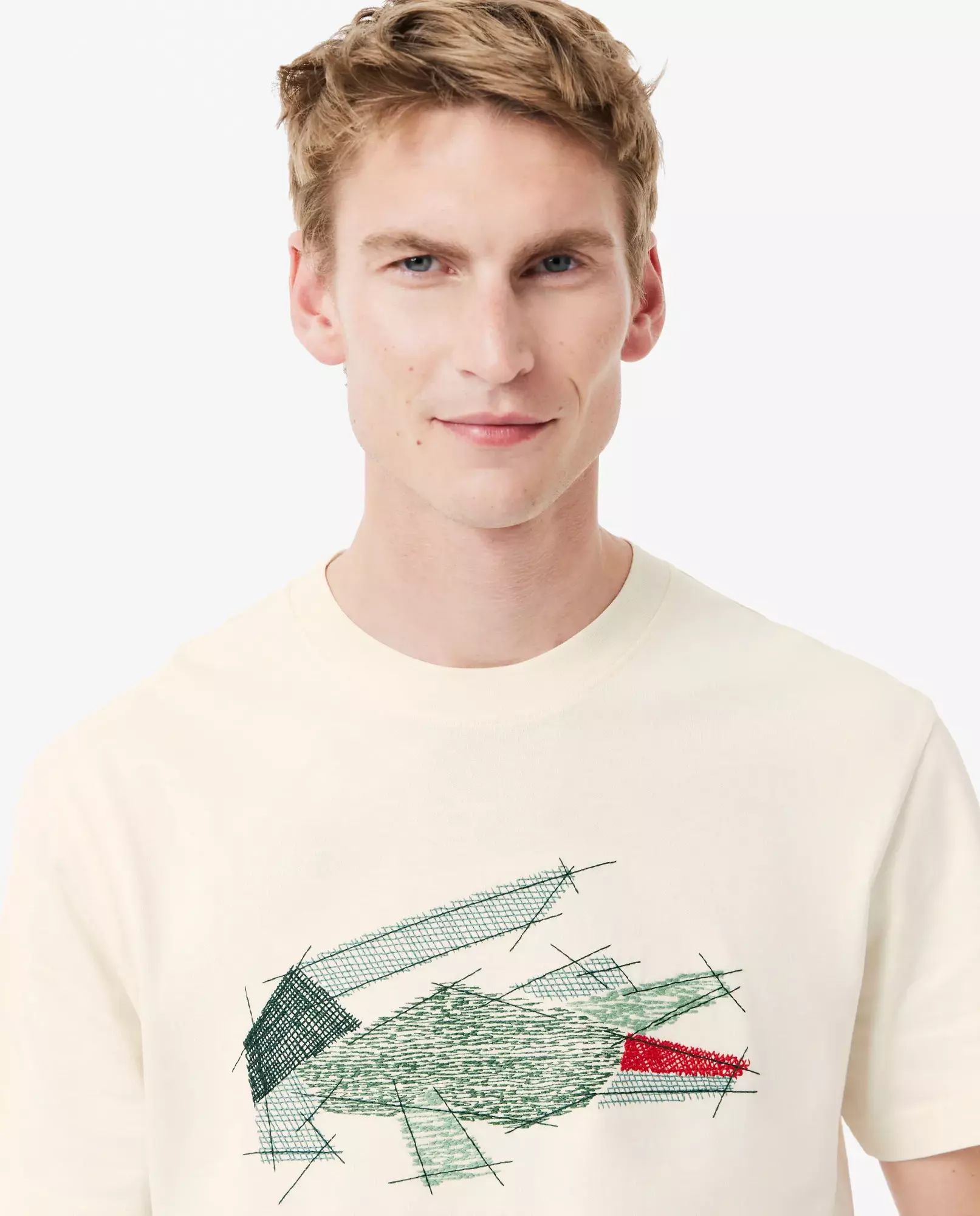 LACOSTE Футболка с кремовым принтом 