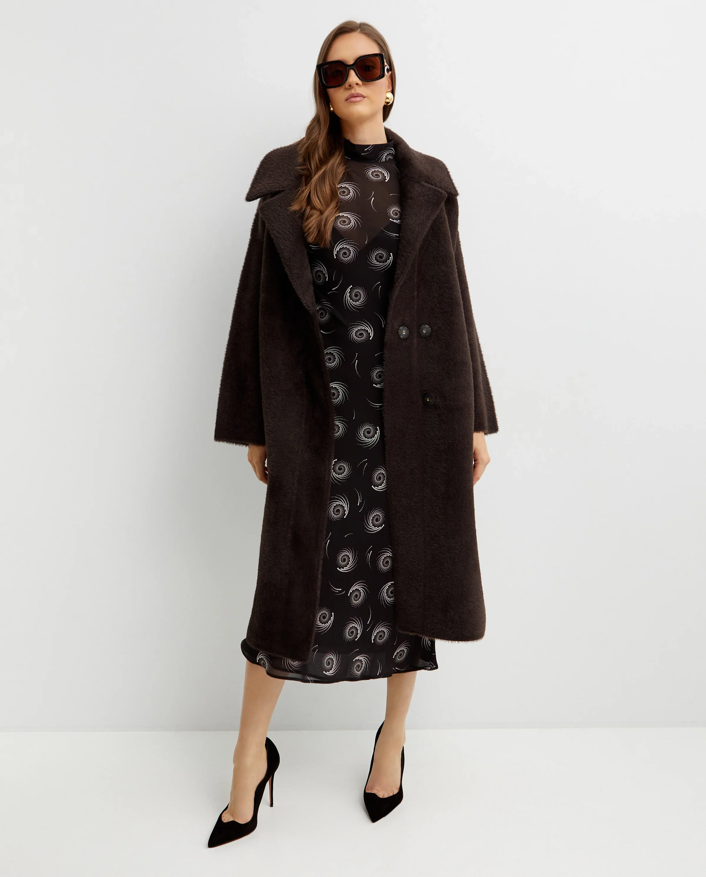 PINKO Коричневе хутро Uvaggio Cappotto