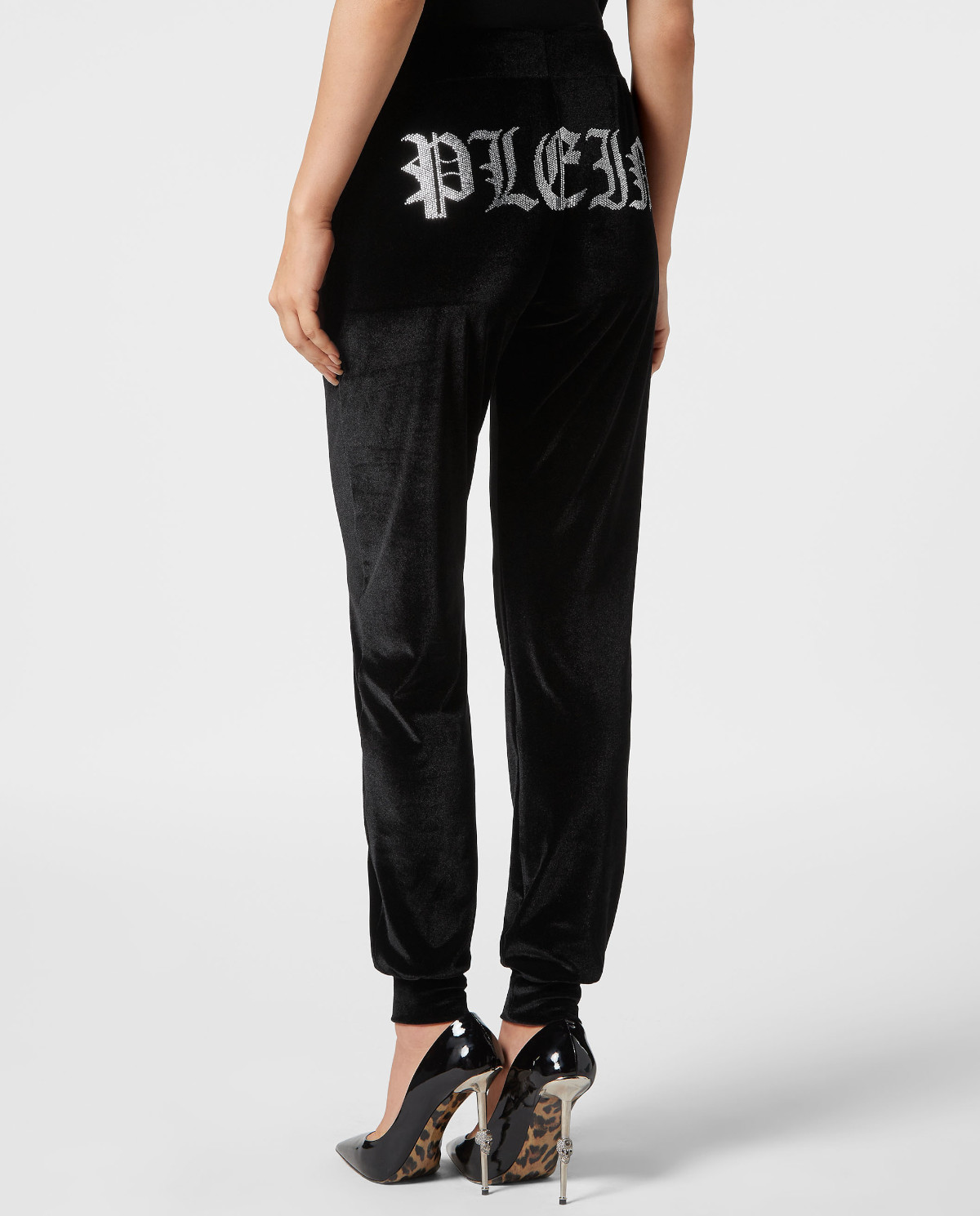 PHILIPP PLEIN Черные бархатные брюки Gothic Plein 