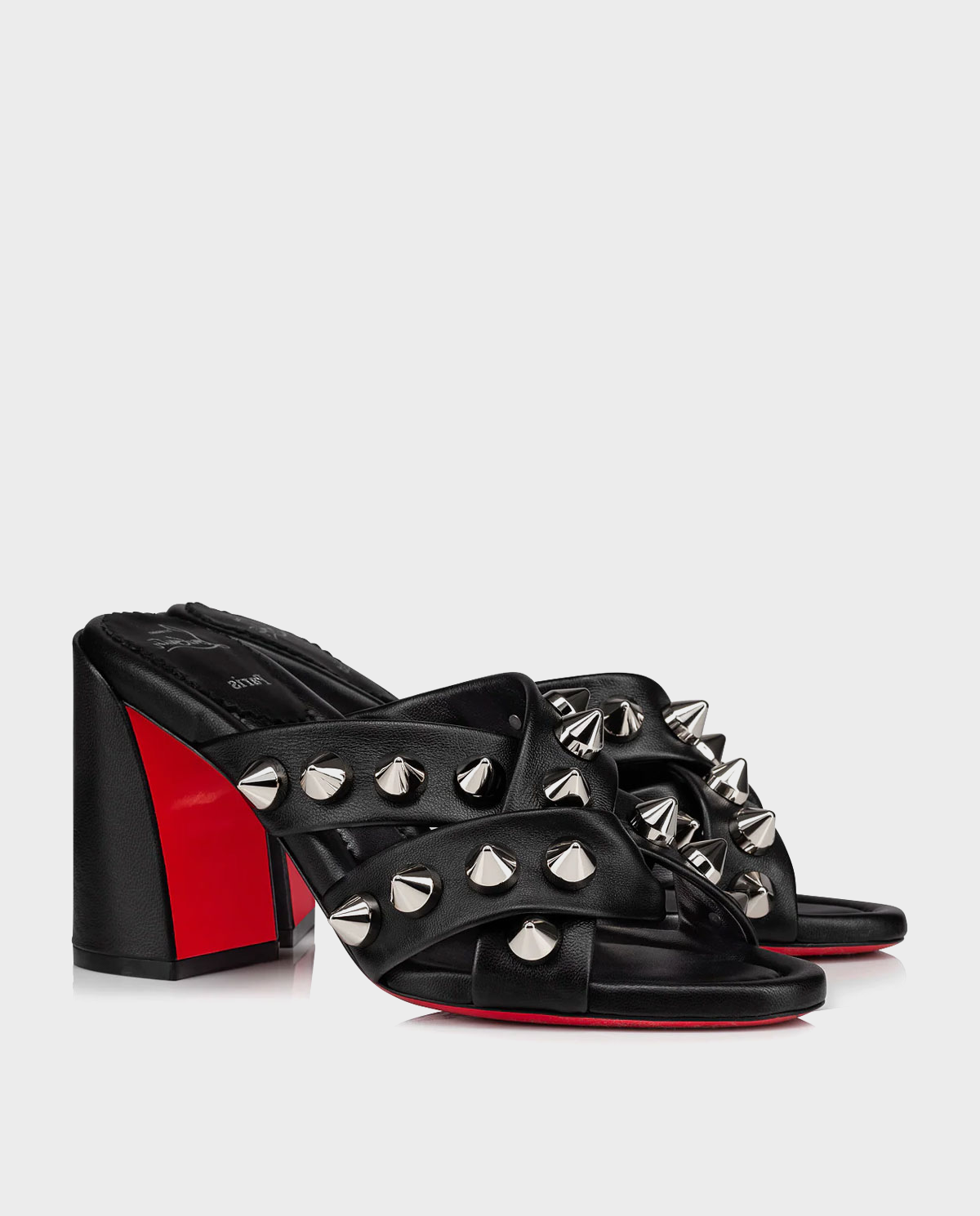 Черные шлепанцы на каблуке Spika Club от CHRISTIAN LOUBOUTIN