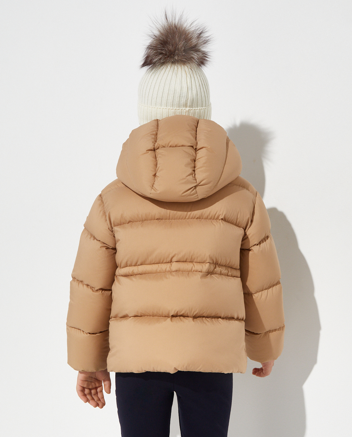 MONCLER KIDS Бежева стьобана куртка з поясом 6-14 років