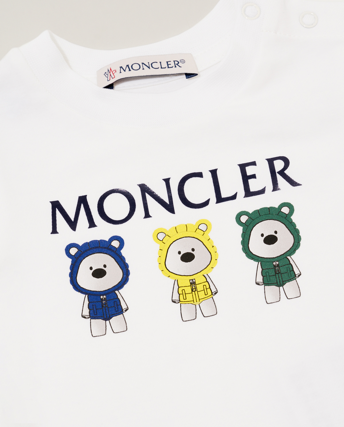 MONCLER KIDS Біла сорочка для сну з шапочкою та нагрудником 0-2 роки