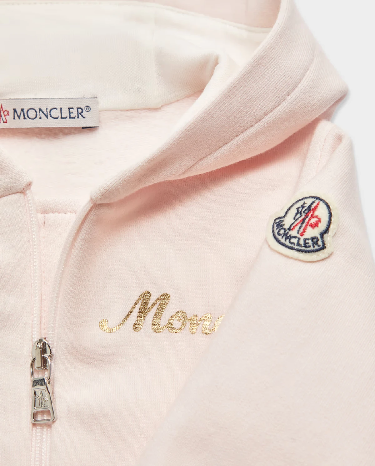 MONCLER KIDS Рожевий спортивний костюм з капюшоном і логотипом