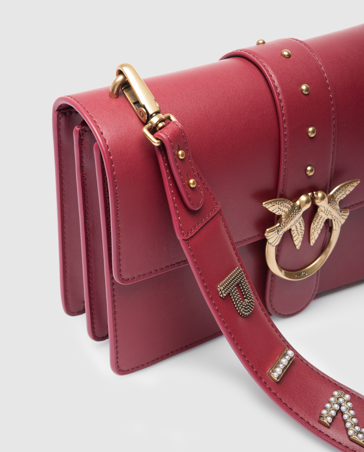 PINKO Maroon Classic Love Bag Ti Amo