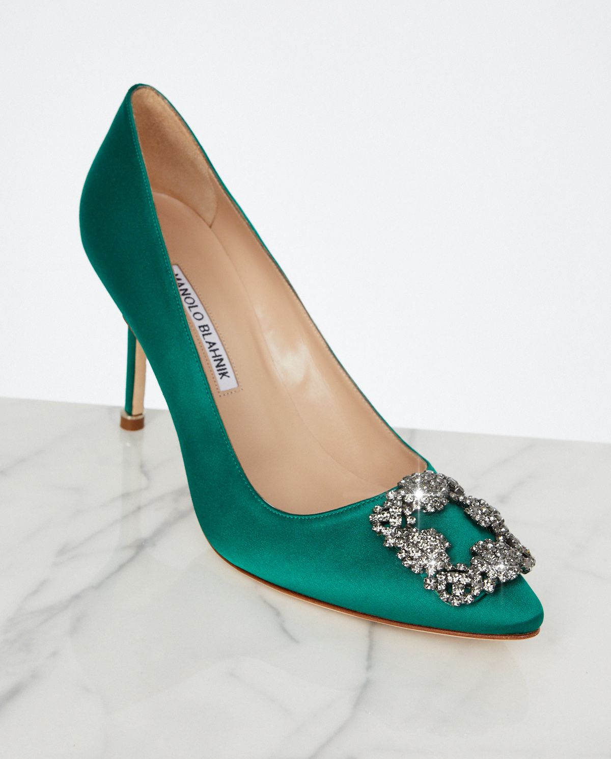 MANOLO BLAHNIK Зеленые шпильки Hangisi 9 см