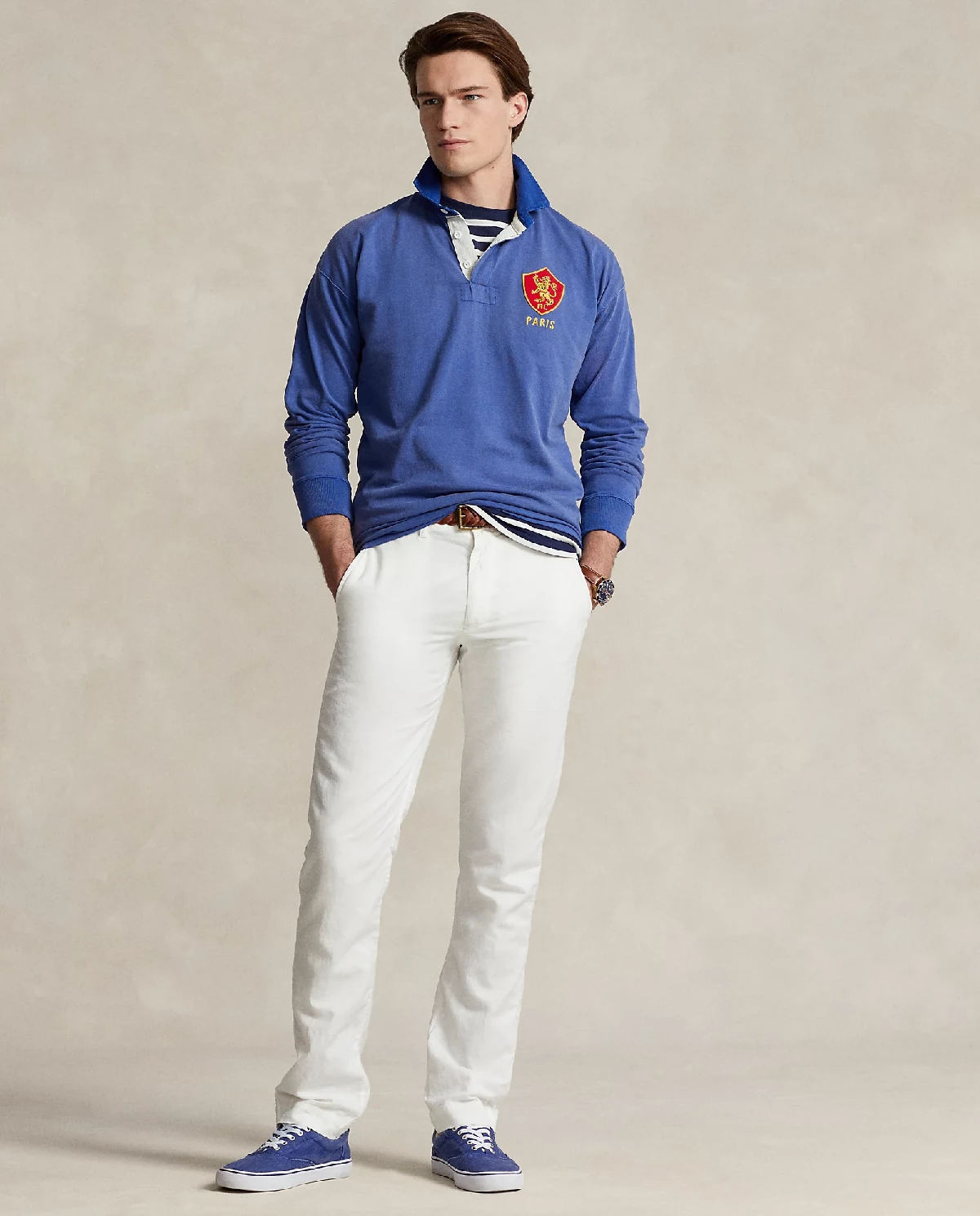 Футболка с хлопковым воротником RALPH LAUREN Classic Fit 