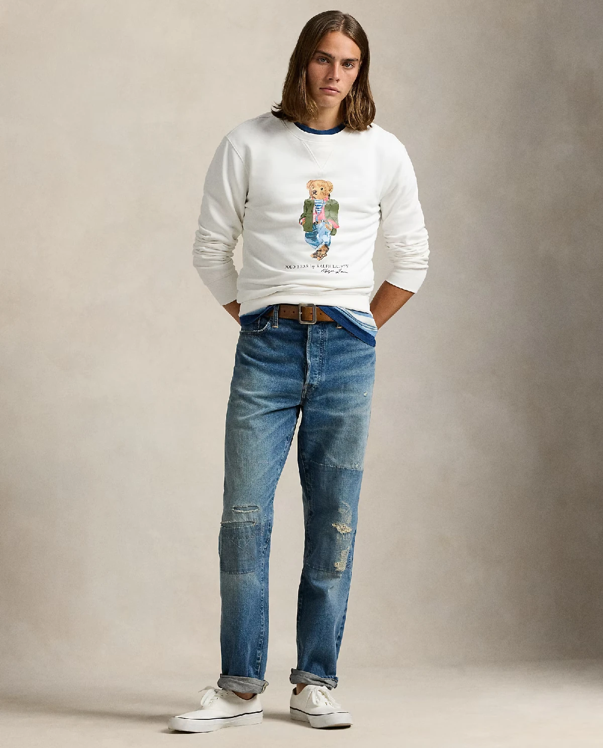 RALPH LAUREN Біла флісова толстовка Polo Bear фотографія 3