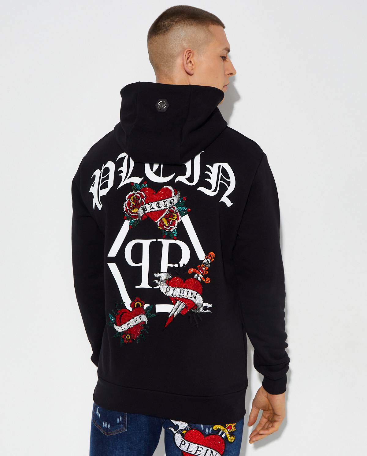 Худи PHILIPP PLEIN Черное худи с графикой Love 