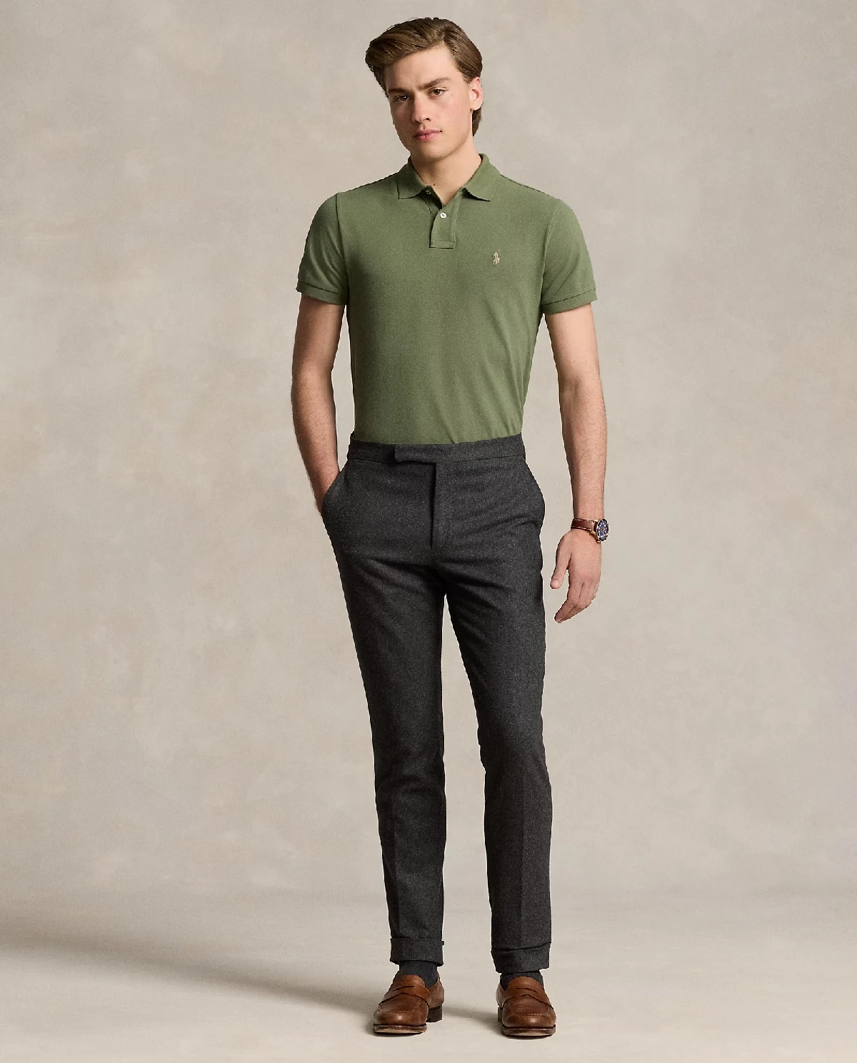 Сорочка-поло RALPH LAUREN Green Custom Slim Fit фотографія 3