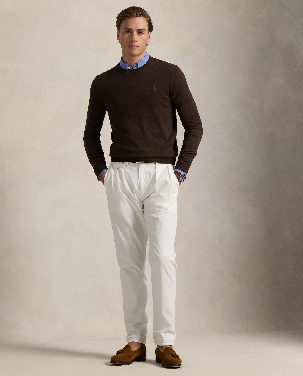 RALPH LAUREN Коричневий джемпер з логотипом Slim Fit