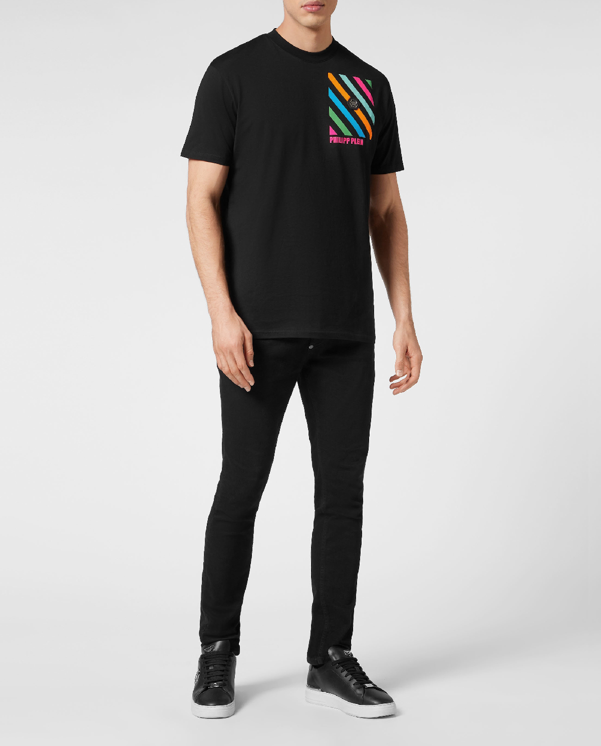 Футболка PHILIPP PLEIN Black SS Rainbow Stripes