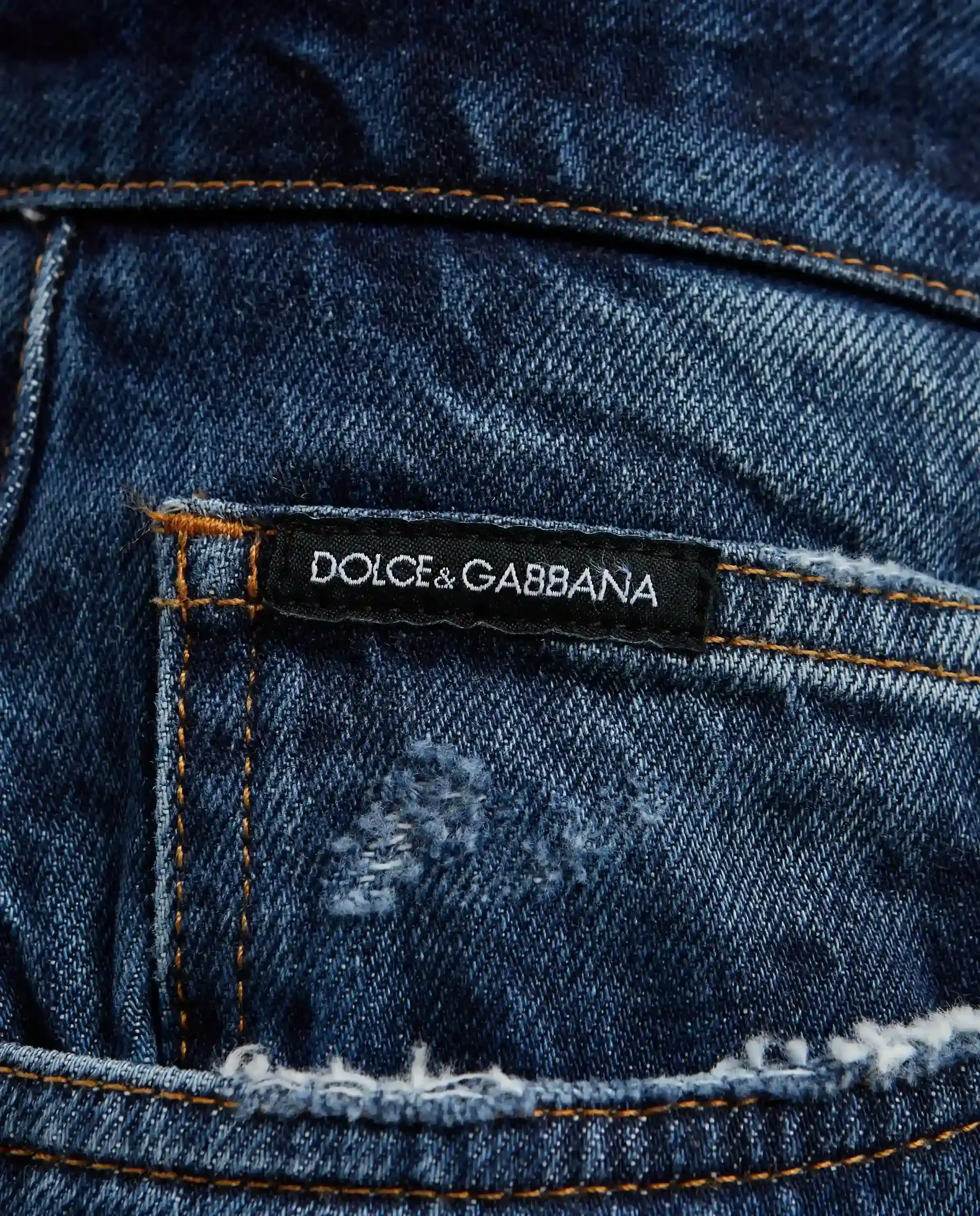 Dolce & Gabbana Синие потертые джинсы Regular Fit 