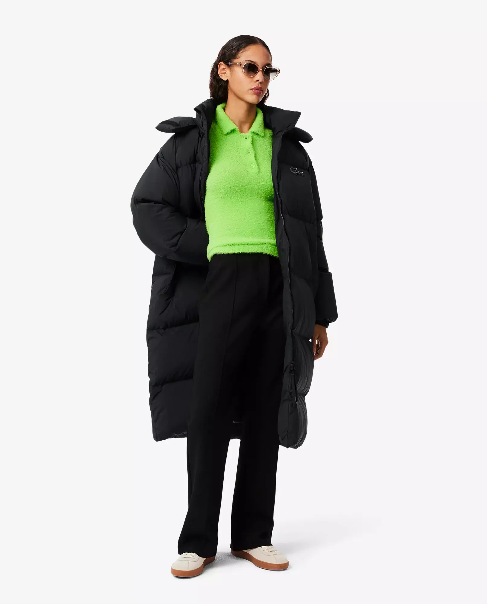 LACOSTE Черная пуховая куртка oversize 