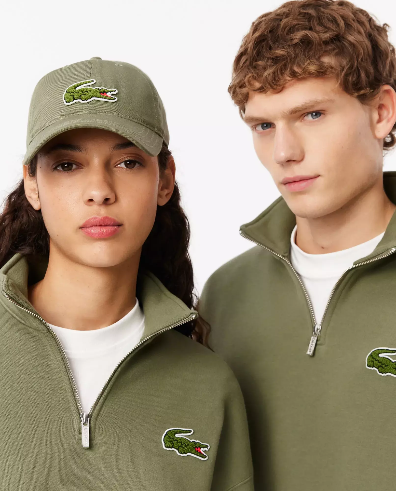 Толстовка с высоким воротником LACOSTE цвета хаки 