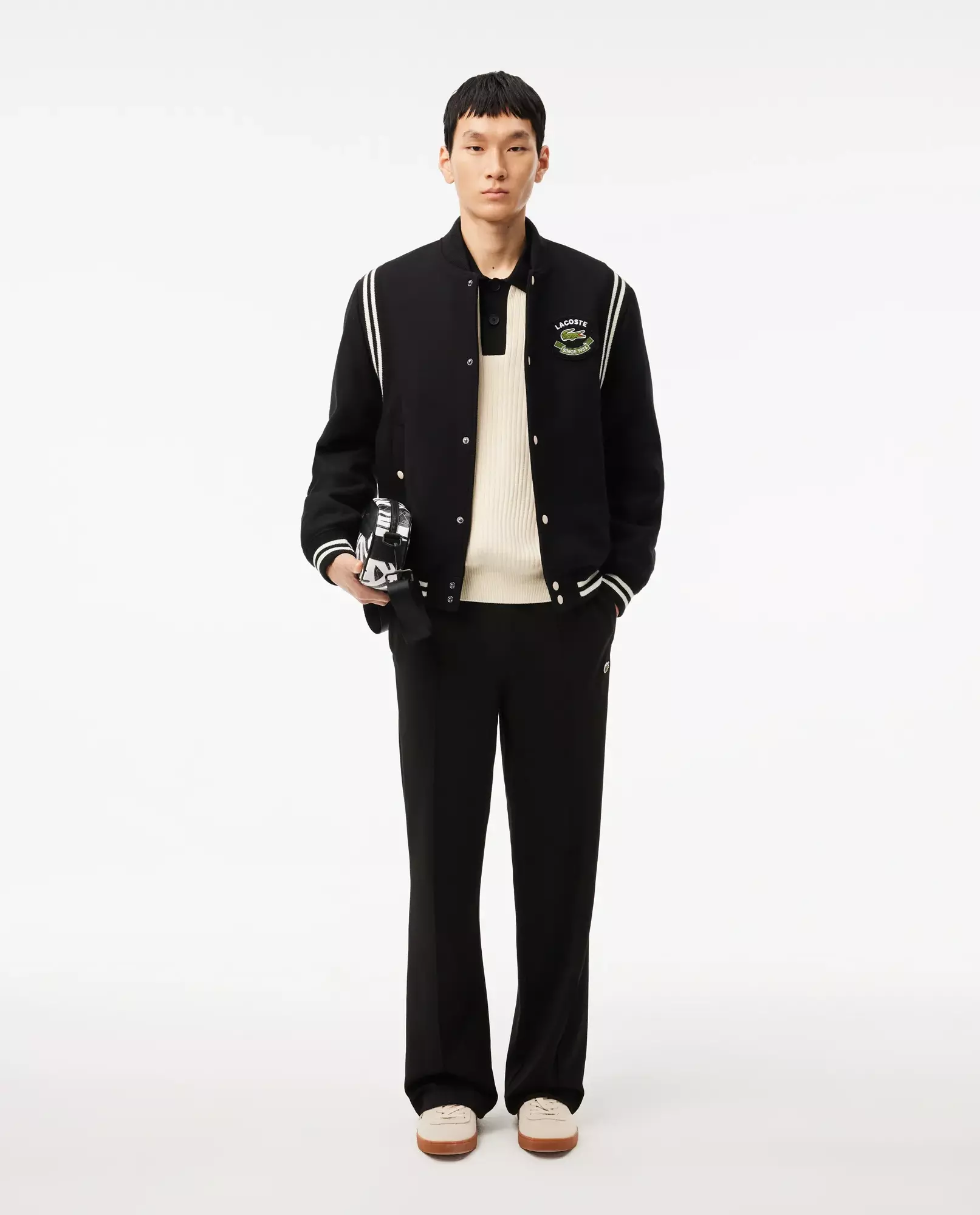 Чорна куртка LACOSTE Black Varsity Premium