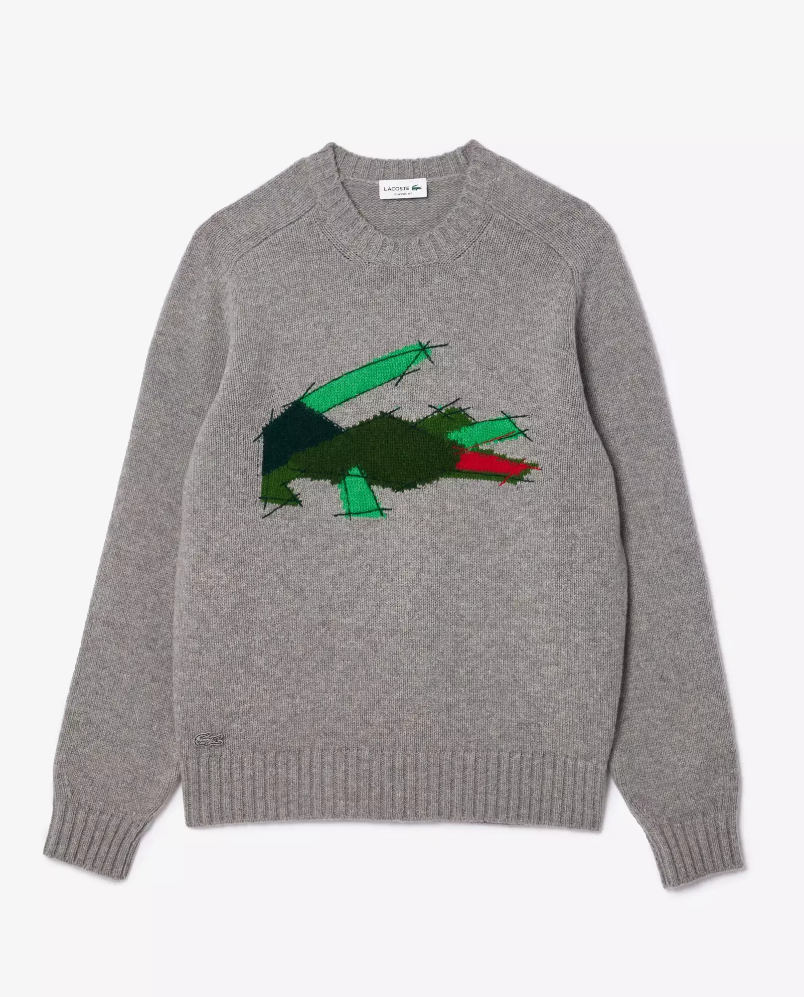 LACOSTE Сірий джемпер із принтом