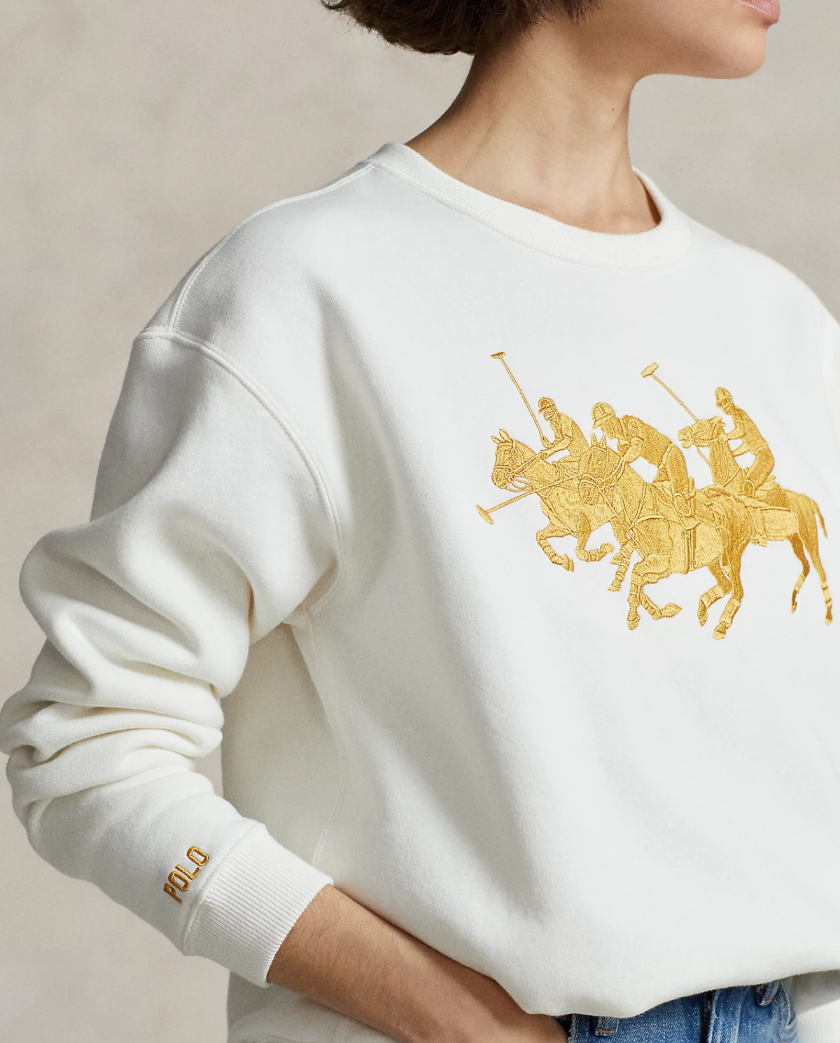 Женский свитшот Polo Ralph Lauren белого цвета с круглым вырезом горловины