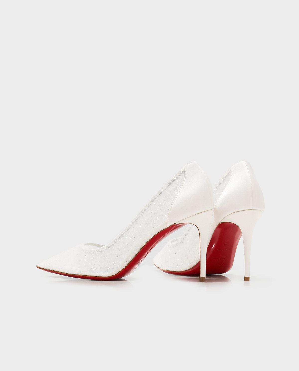 CHRISTIAN LOUBOUTIN Белые тюлевые шпильки Kate Drapery 8,5 см