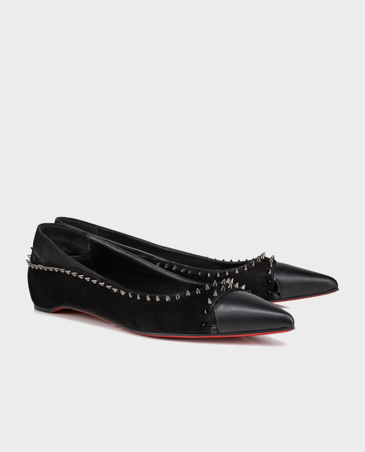 Балеринки с шипами CHRISTIAN LOUBOUTIN Черный Duvettina