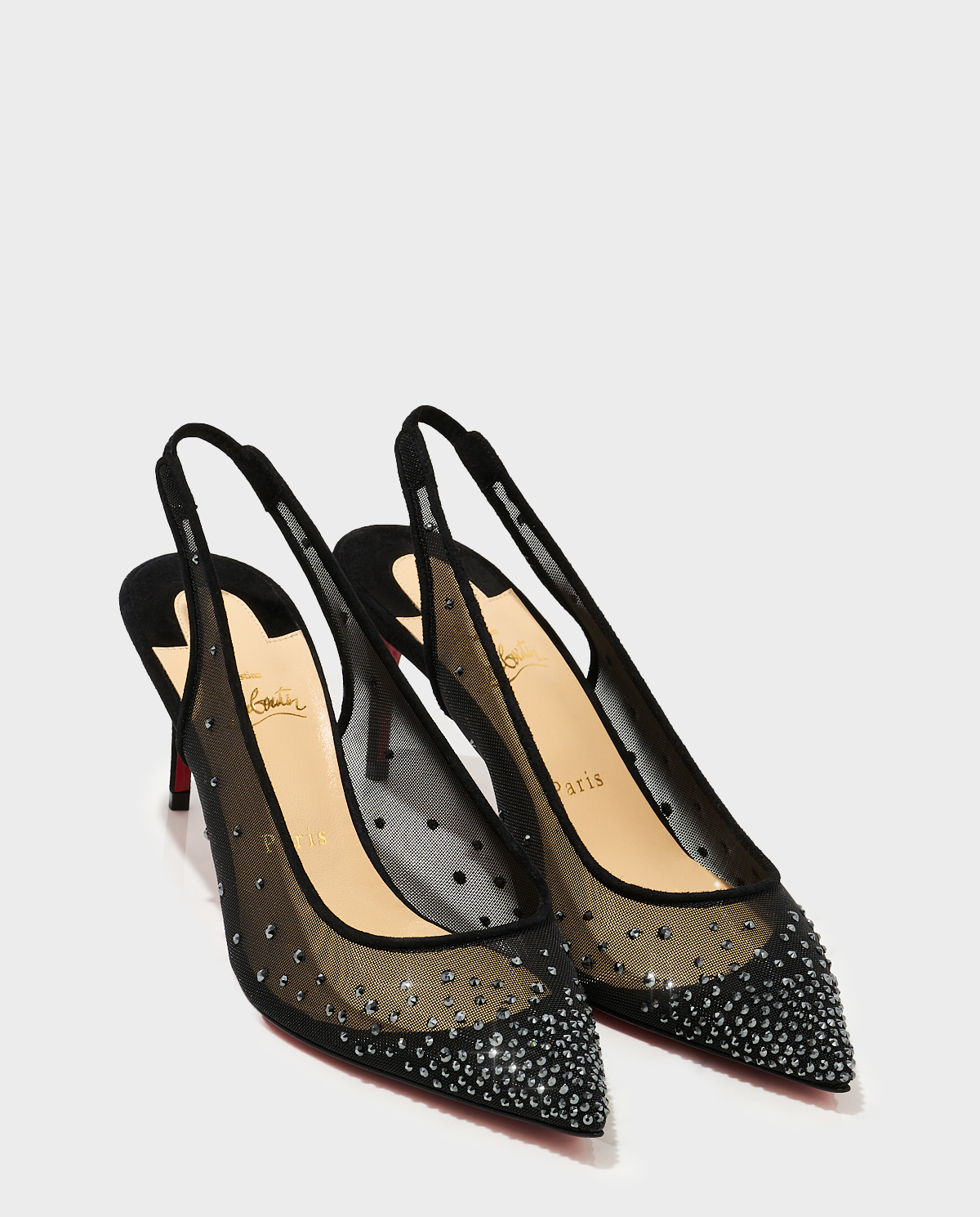 Шпильки з відкритим каблуком CHRISTIAN LOUBOUTIN Follies Strass