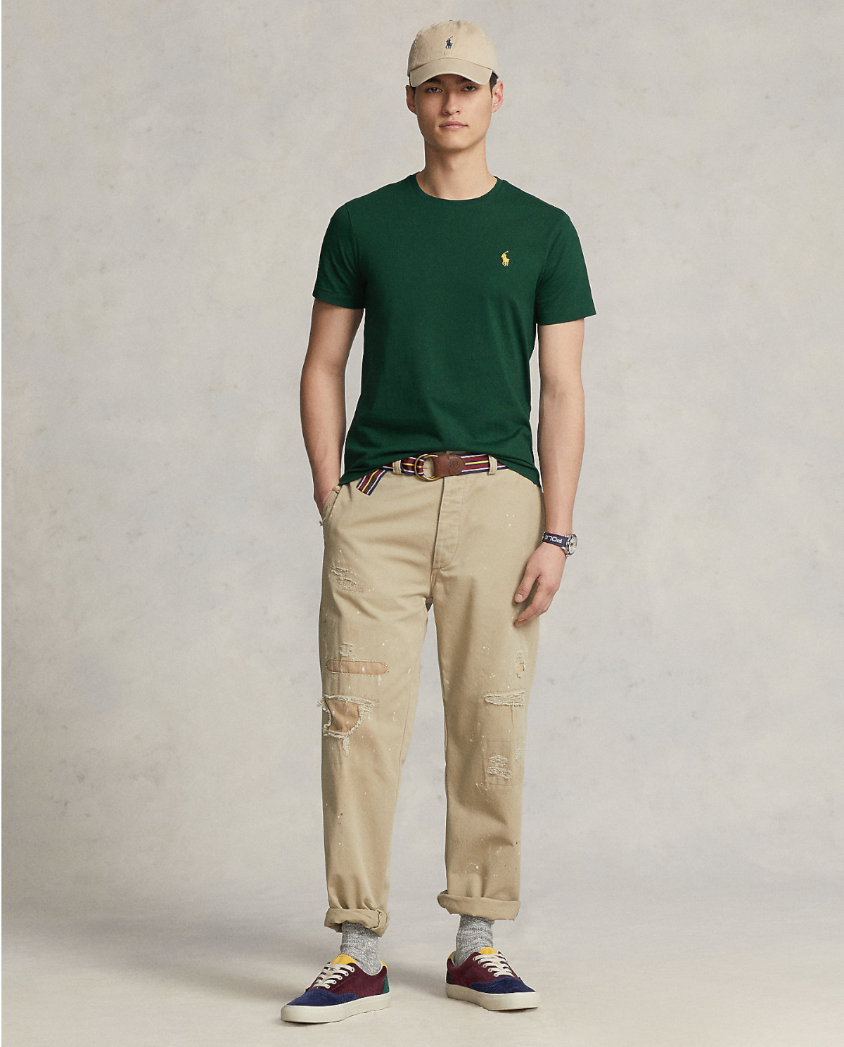 Зелена футболка RALPH LAUREN Custom Slim Fit