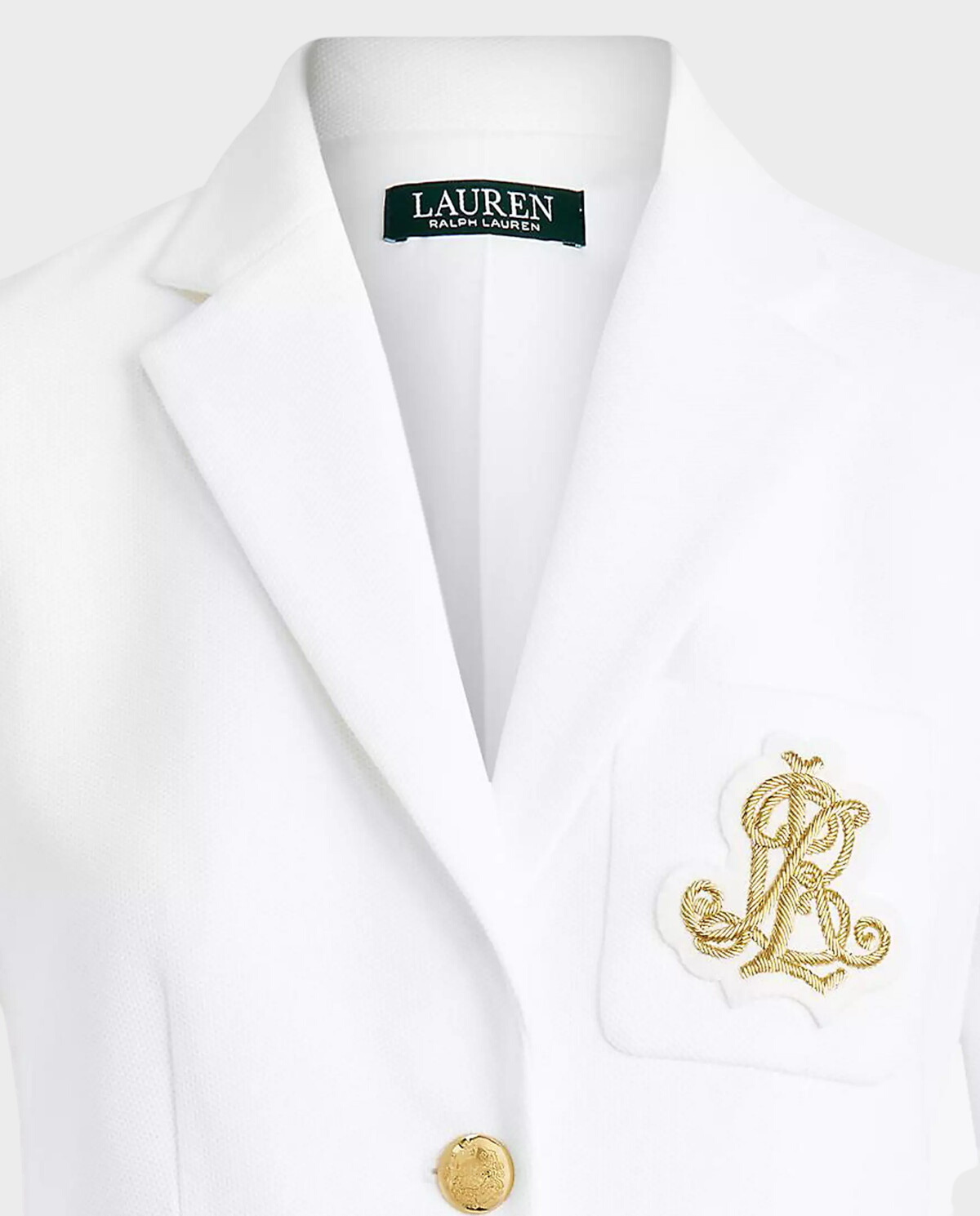 LAUREN BY RALPH LAUREN Білий блейзер із золотою монограмою