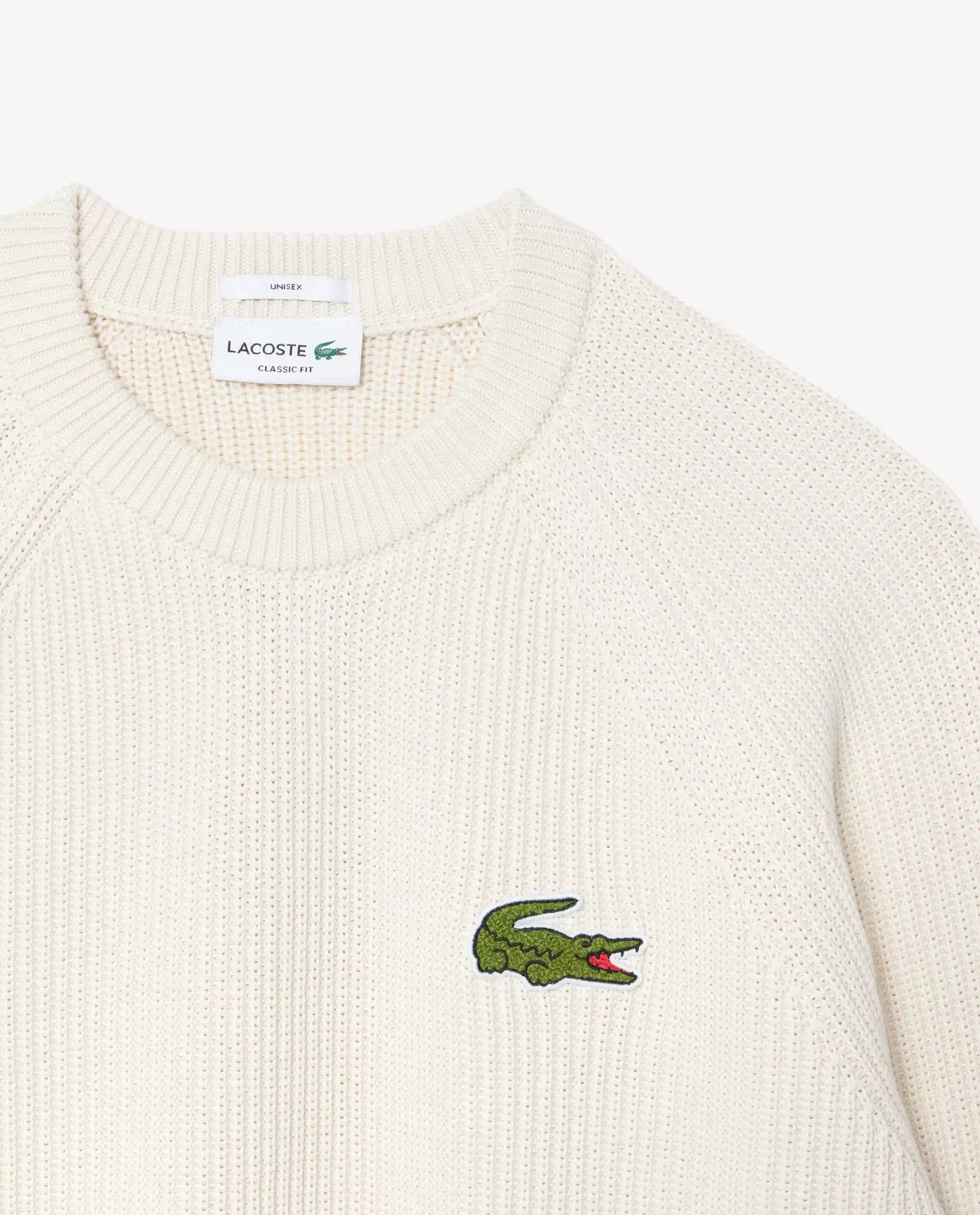 LACOSTE Белый ребристый джемпер 