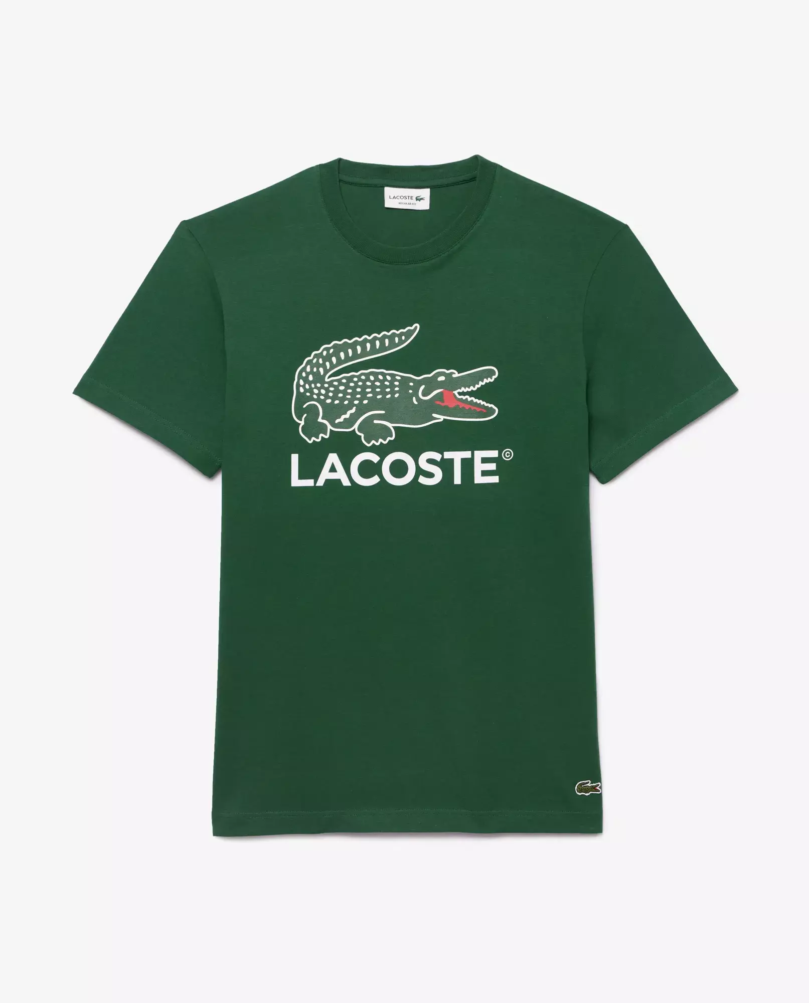 LACOSTE Зелена футболка з великим принтом