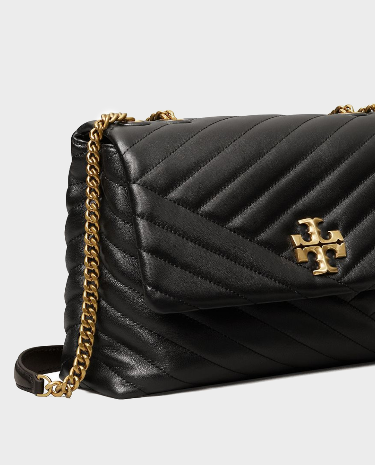 TORY BURCH Чорна шкіряна сумка Kira Chevron