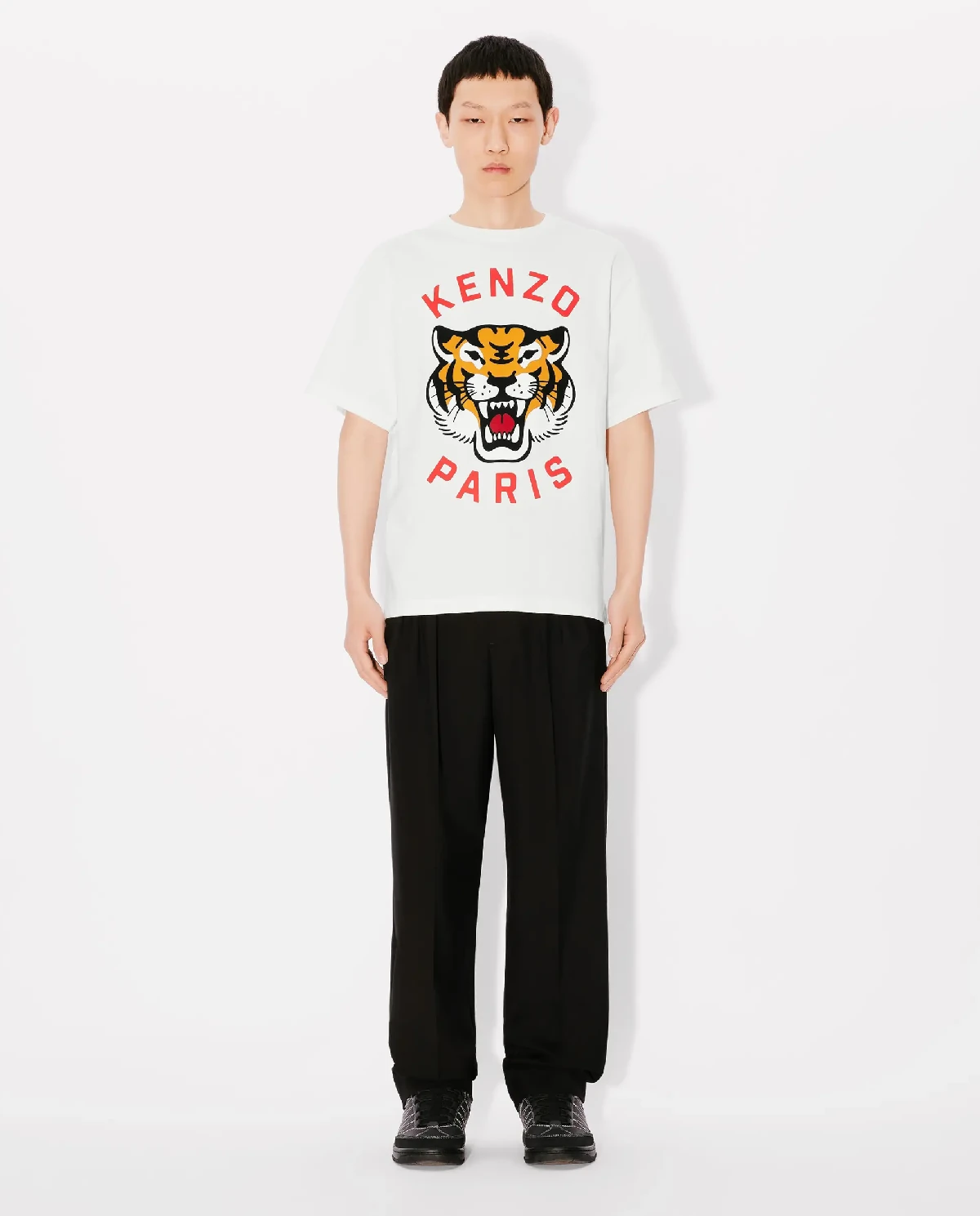 KENZO Бавовняна біла футболка Lucky Tiger