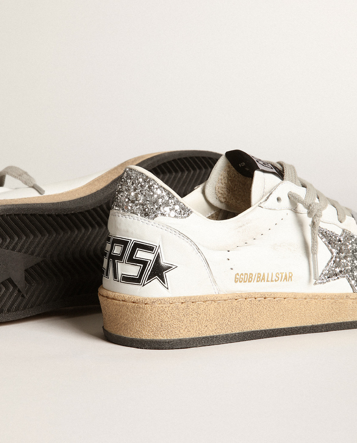 GOLDEN GOOSE Белые кроссовки Bal Star с логотипом из глиттера