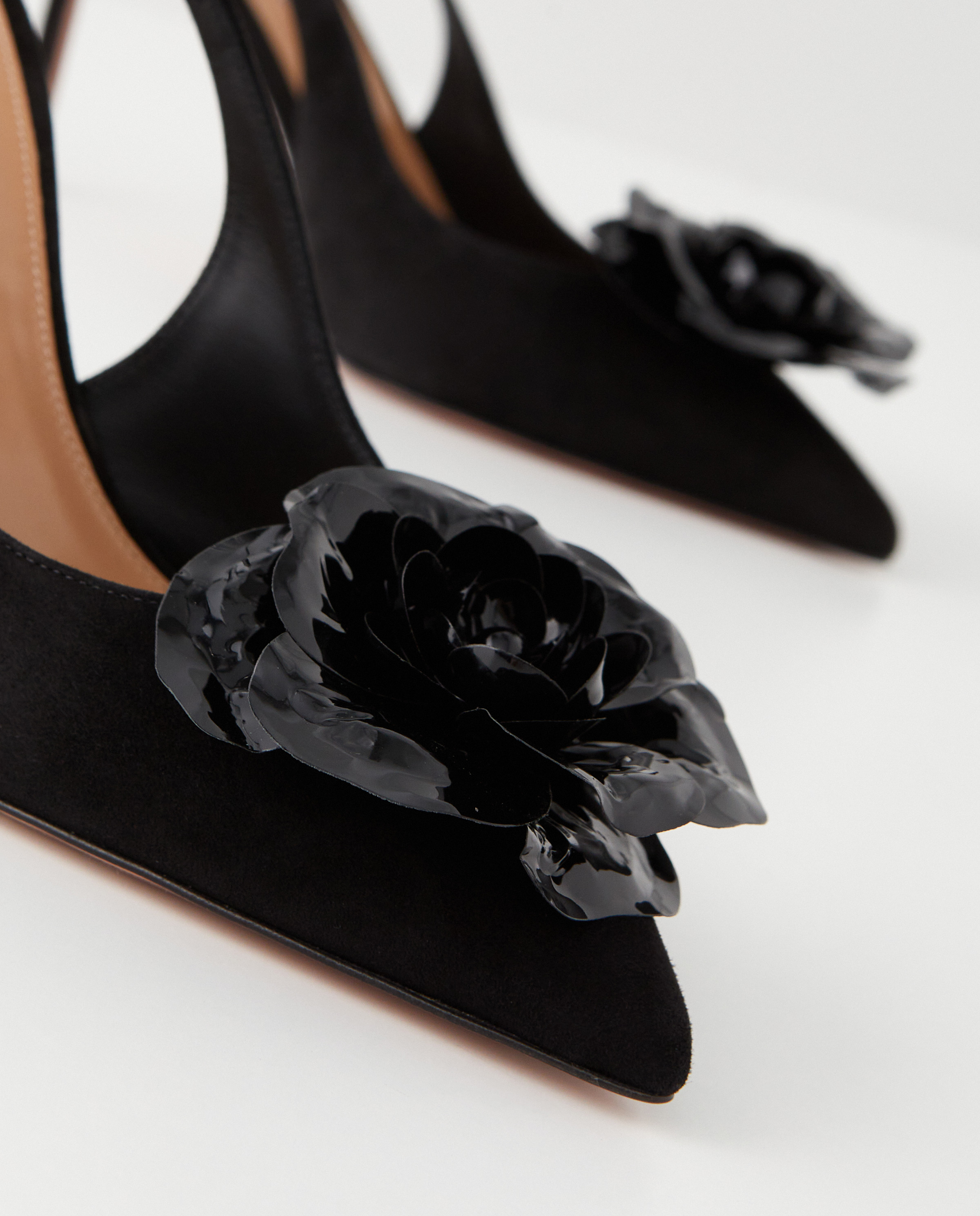 туфлі на шпильці AQUAZZURA Black Paris Rose Sling