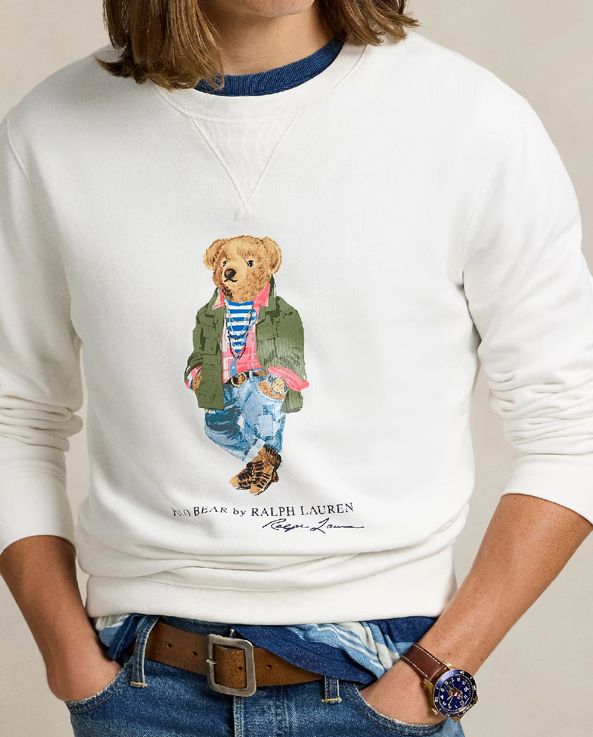 RALPH LAUREN Біла флісова толстовка Polo Bear фотографія 5