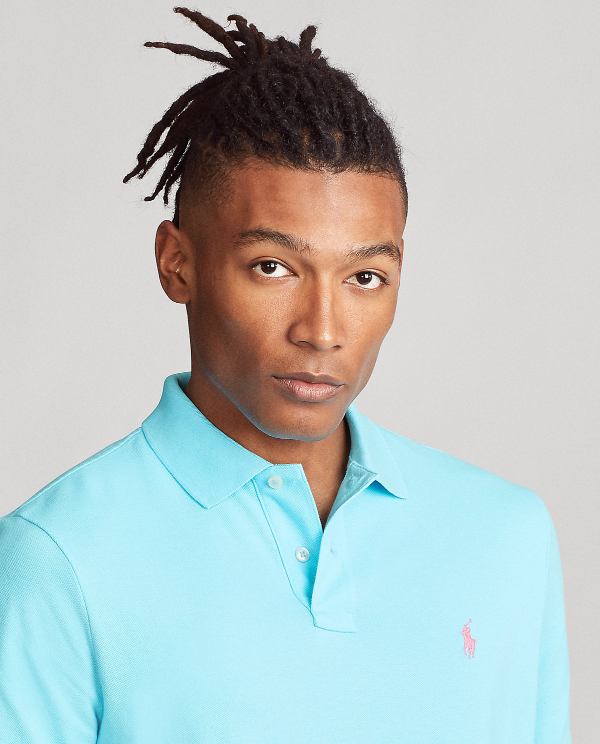 RALPH LAUREN Синяя рубашка-поло Slim Fit Mesh Polo Shirt 